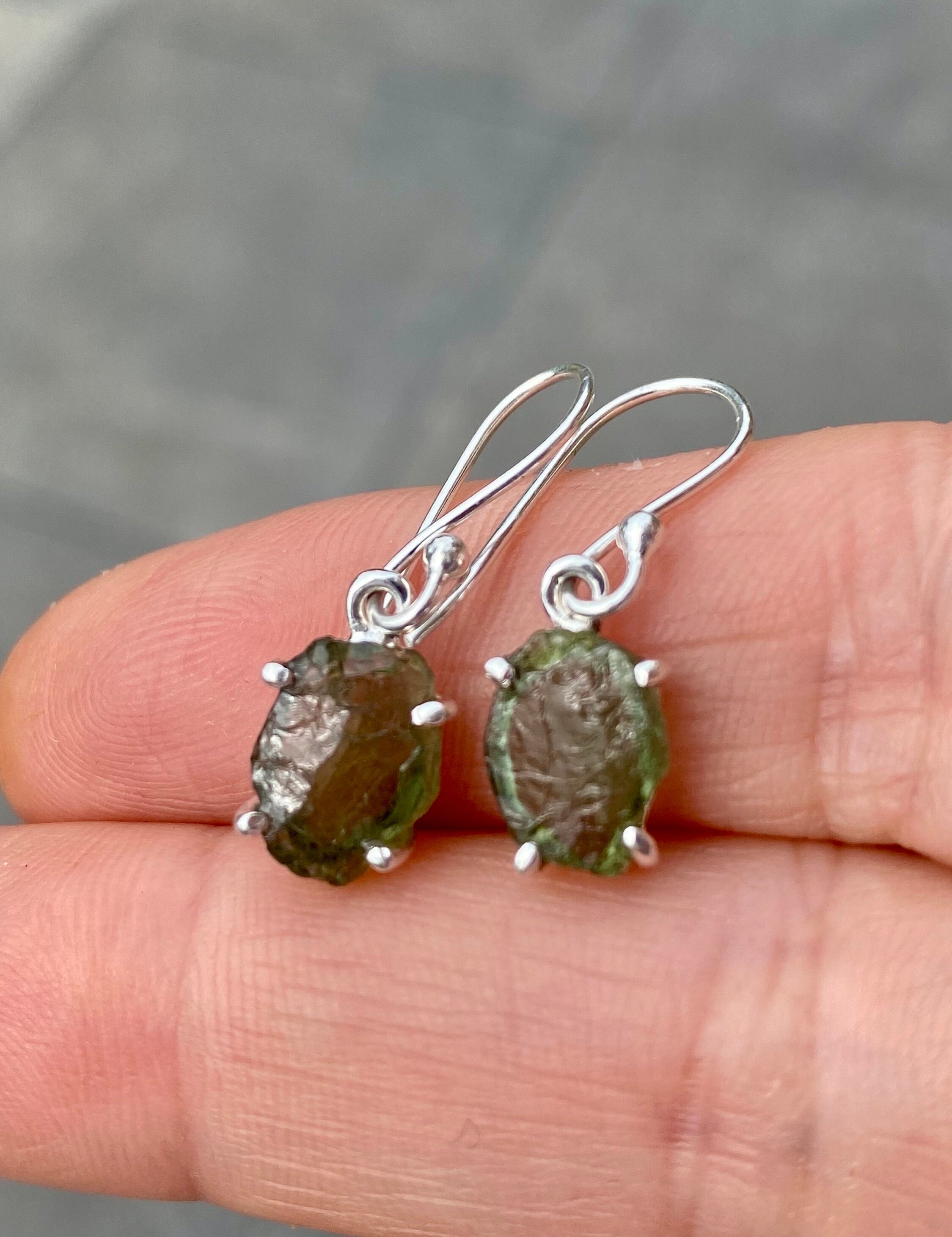 Green Apatite and 925 Silver Drop Earrings