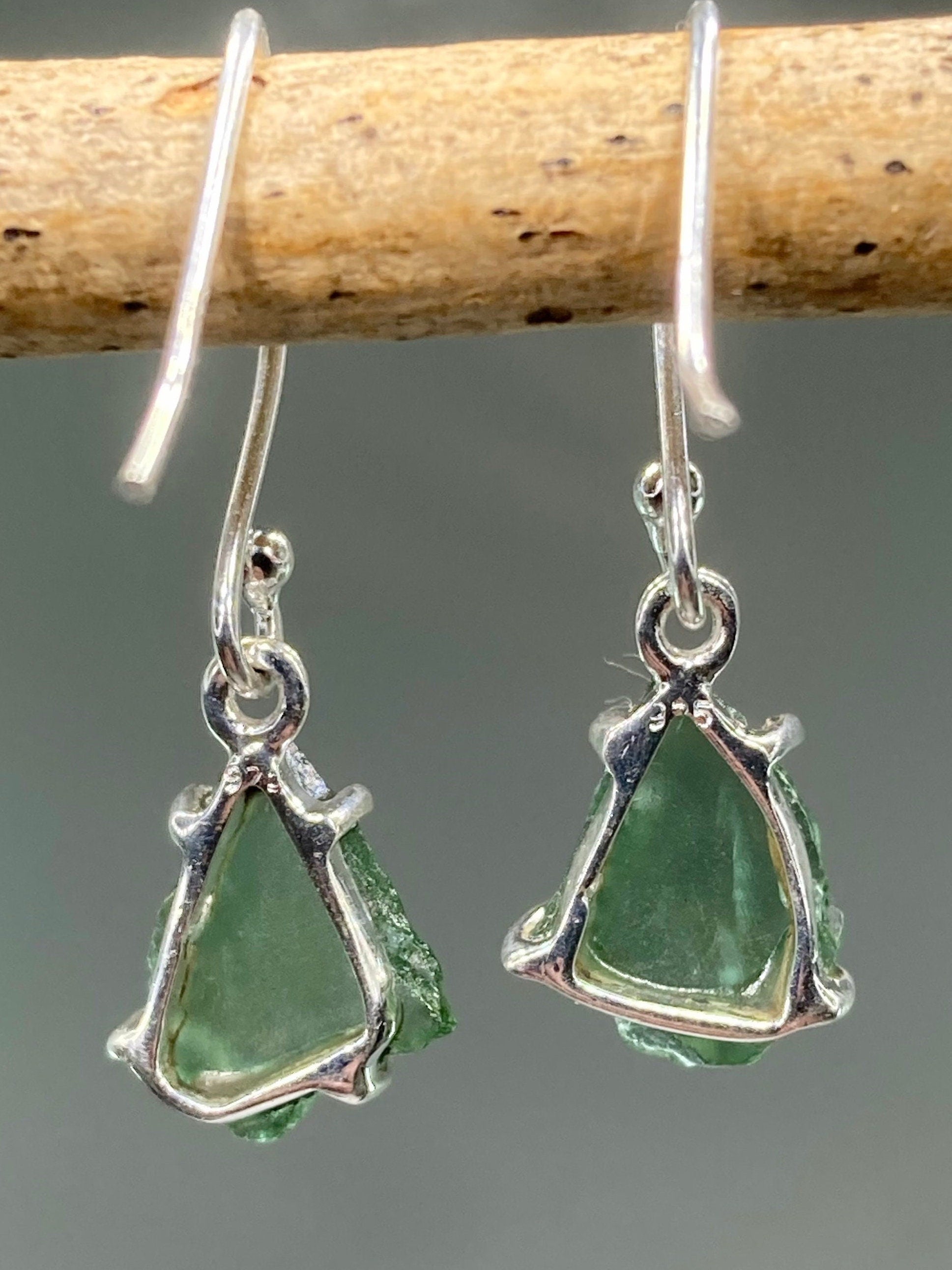 Green Apatite and 925 Silver Drop Earrings