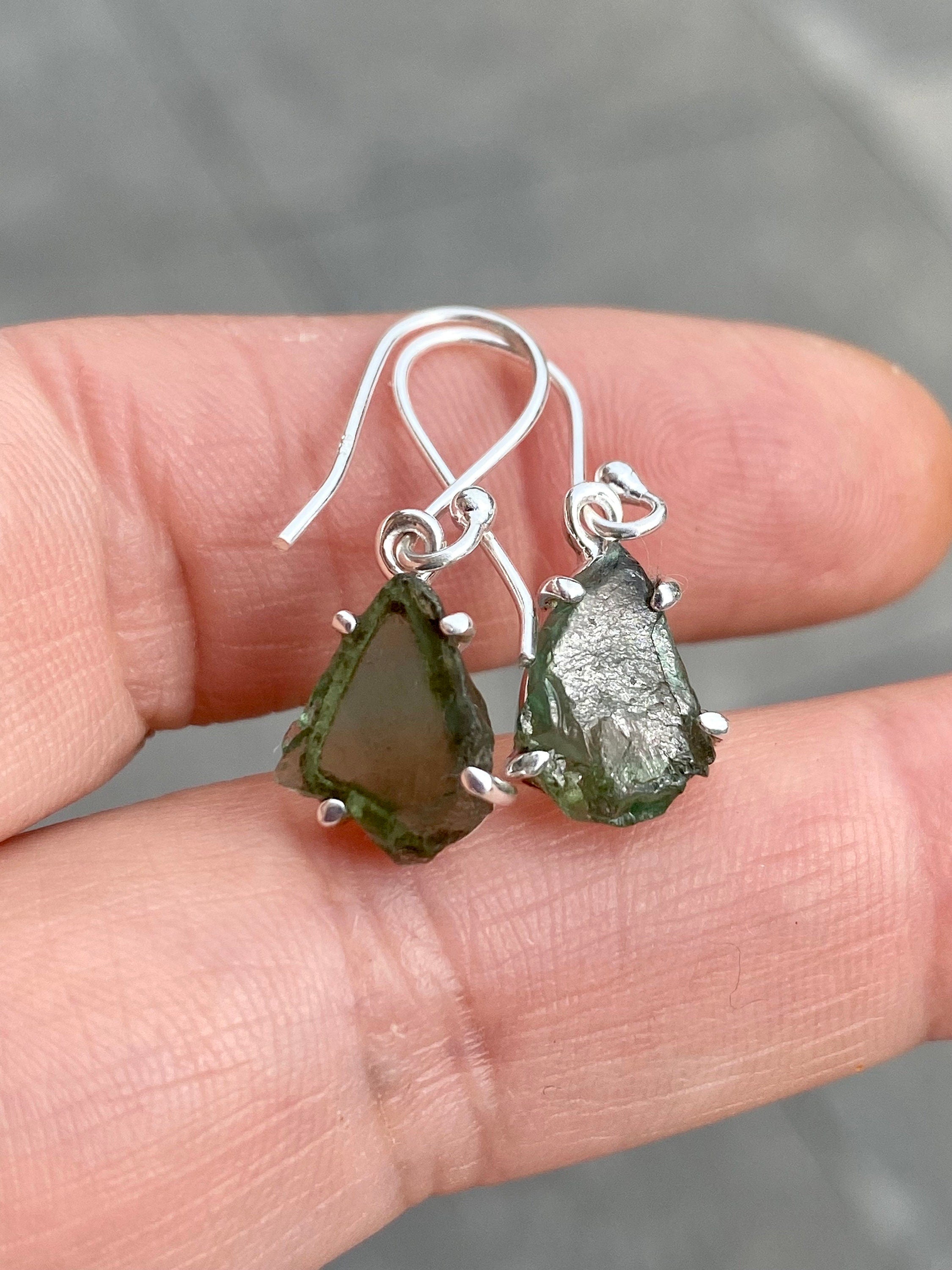 Green Apatite and 925 Silver Drop Earrings