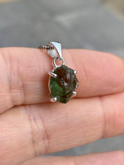 Natural Green Apatite and Silver Pendant