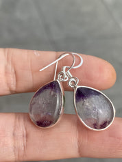 High Quality Blue John and Silver Drop Earrings