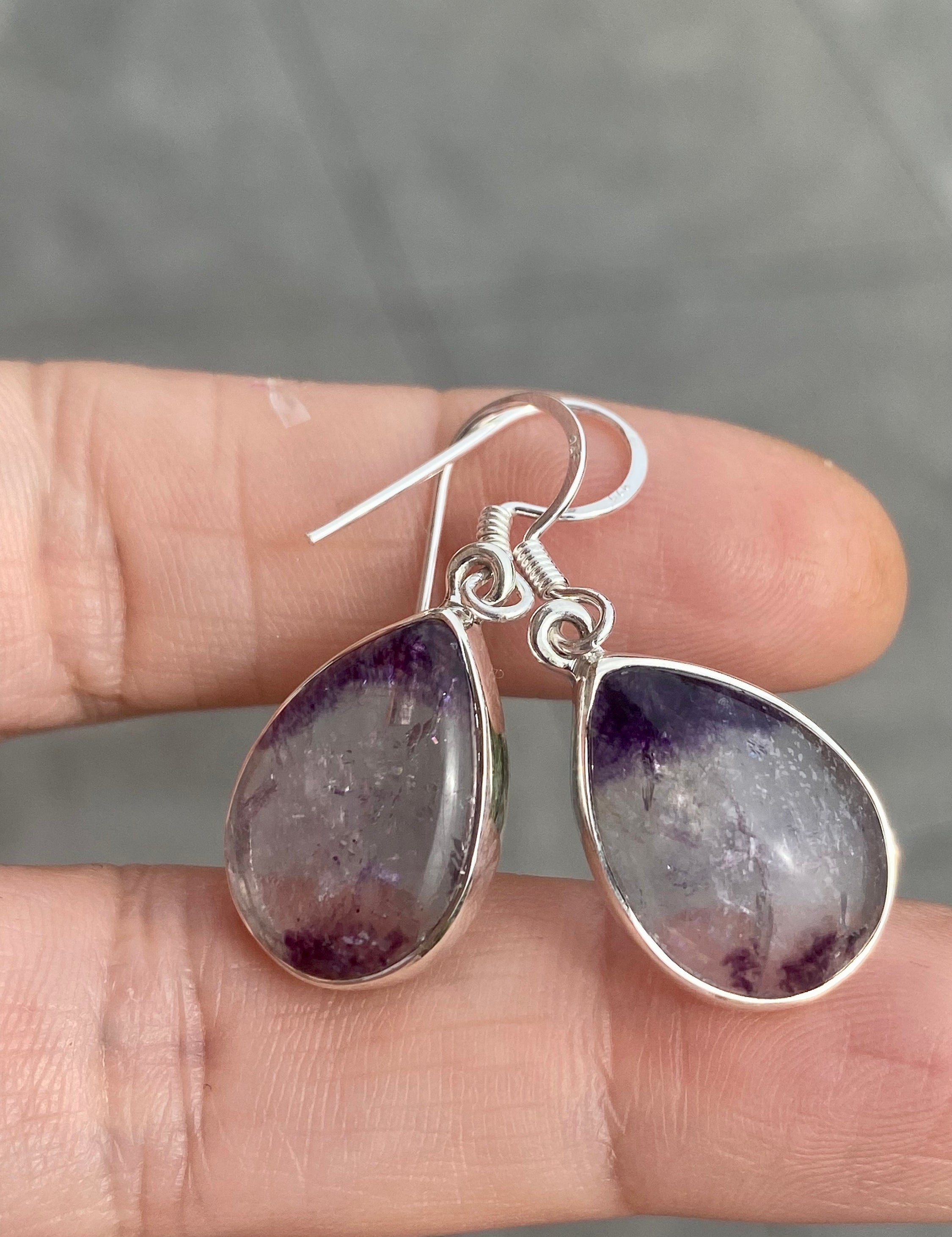 High Quality Blue John and Silver Drop Earrings