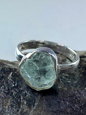 Raw Aquamarine and Silver Ring