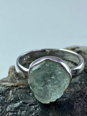 Raw Aquamarine and Silver Ring