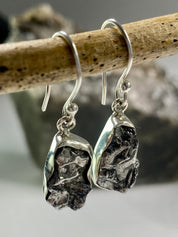 Meteorite Campo Del Cielo and Silver Dangle Earrings