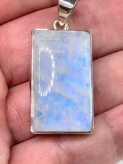 Blue Fire Moonstone and Silver Pendant Including the Snake Chain