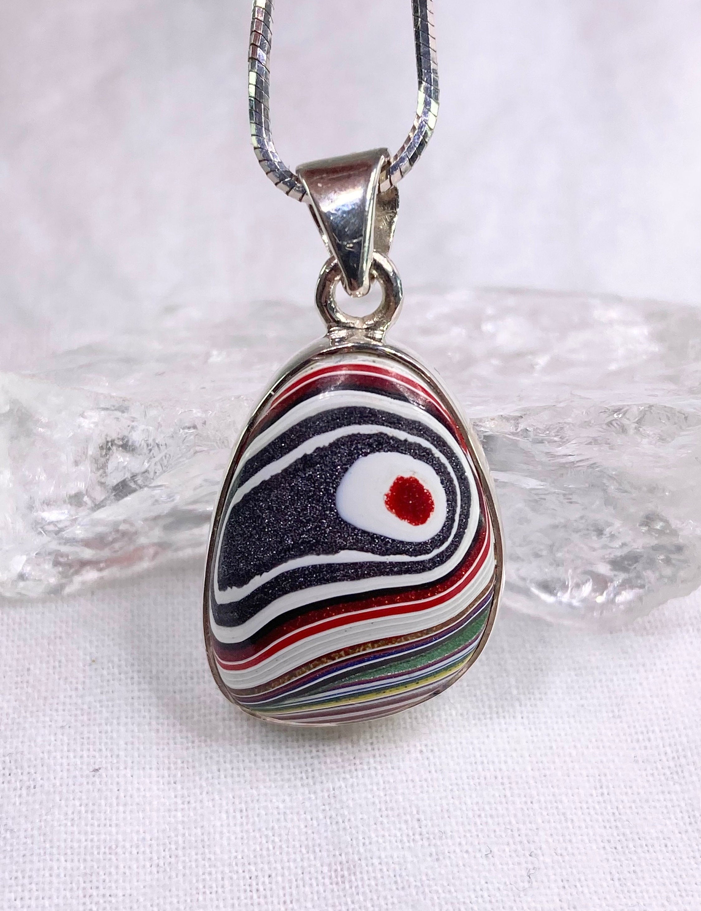 FORDITE Detroit Agate and Silver Pendant.