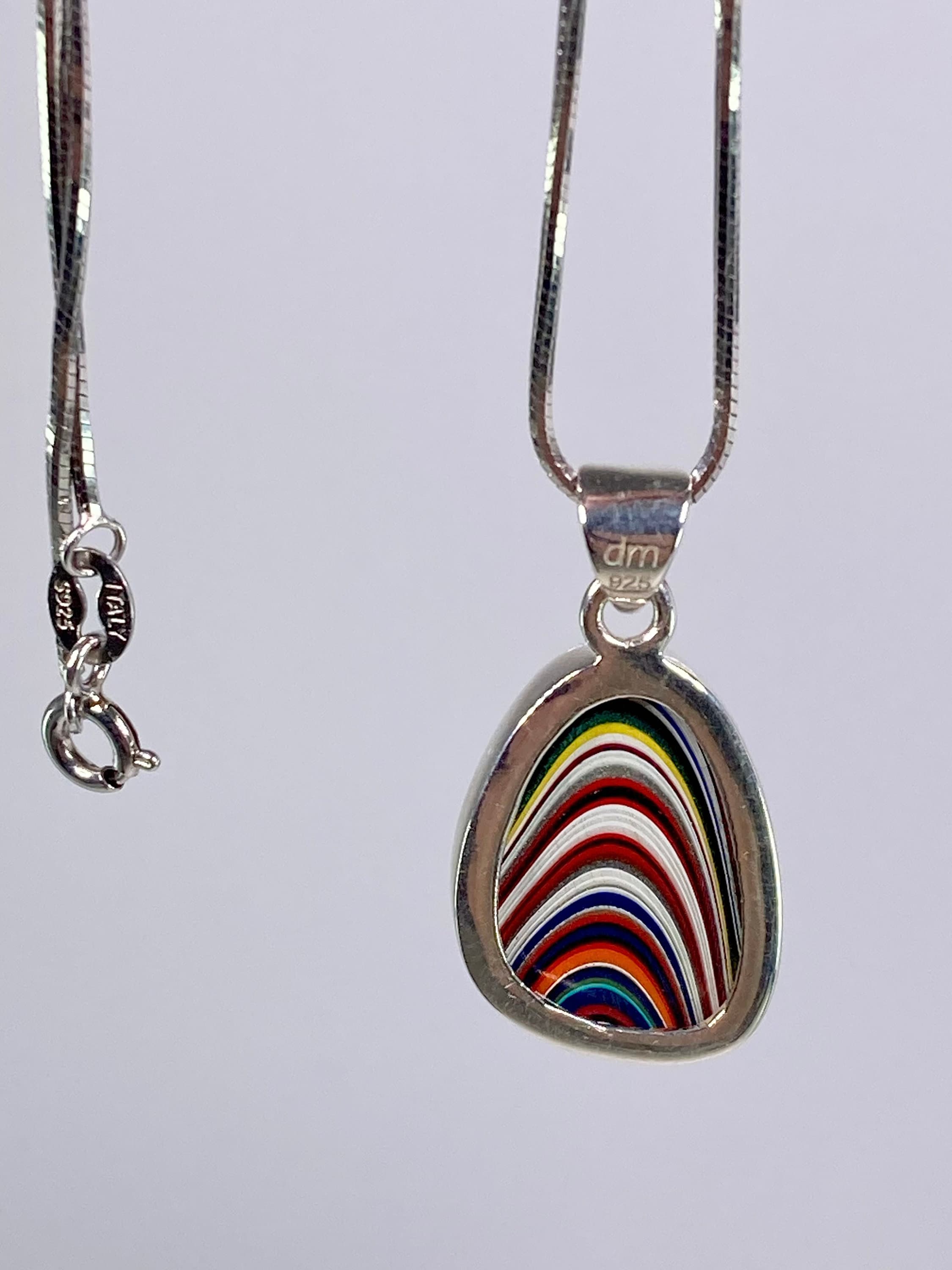 FORDITE Detroit Agate and Silver Pendant.