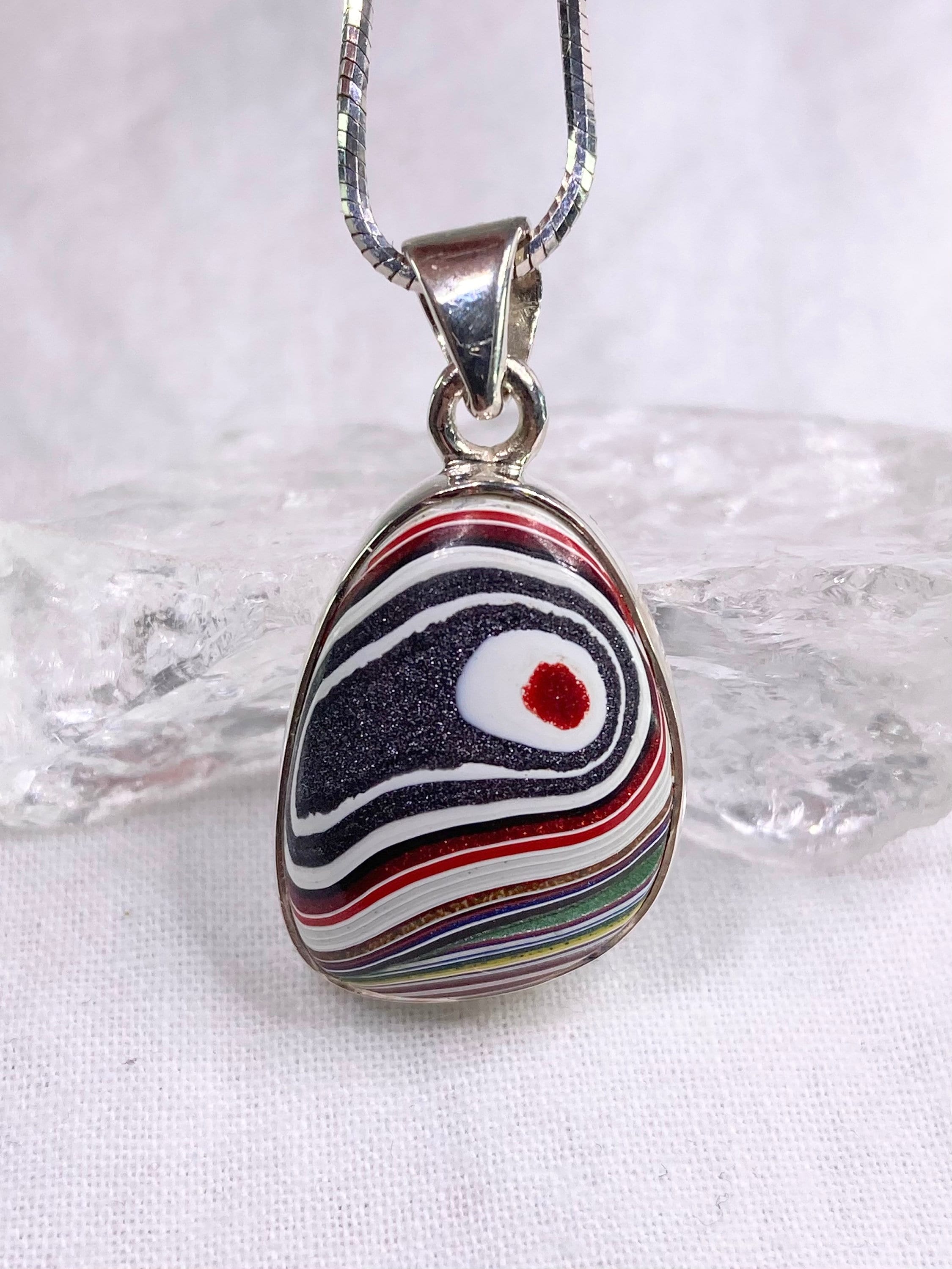 FORDITE Detroit Agate and Silver Pendant.