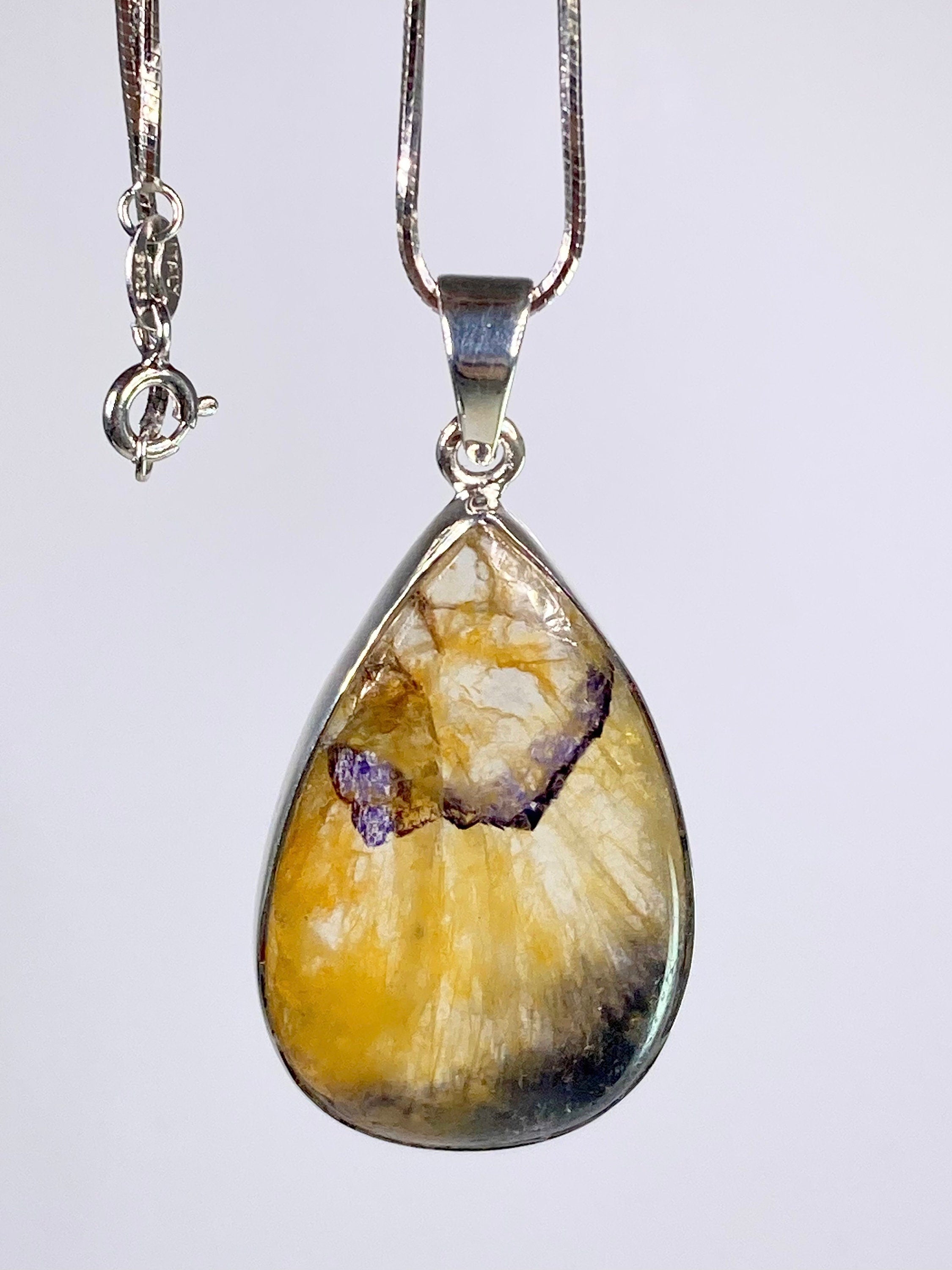 A Rare Blue John and Silver Pendant