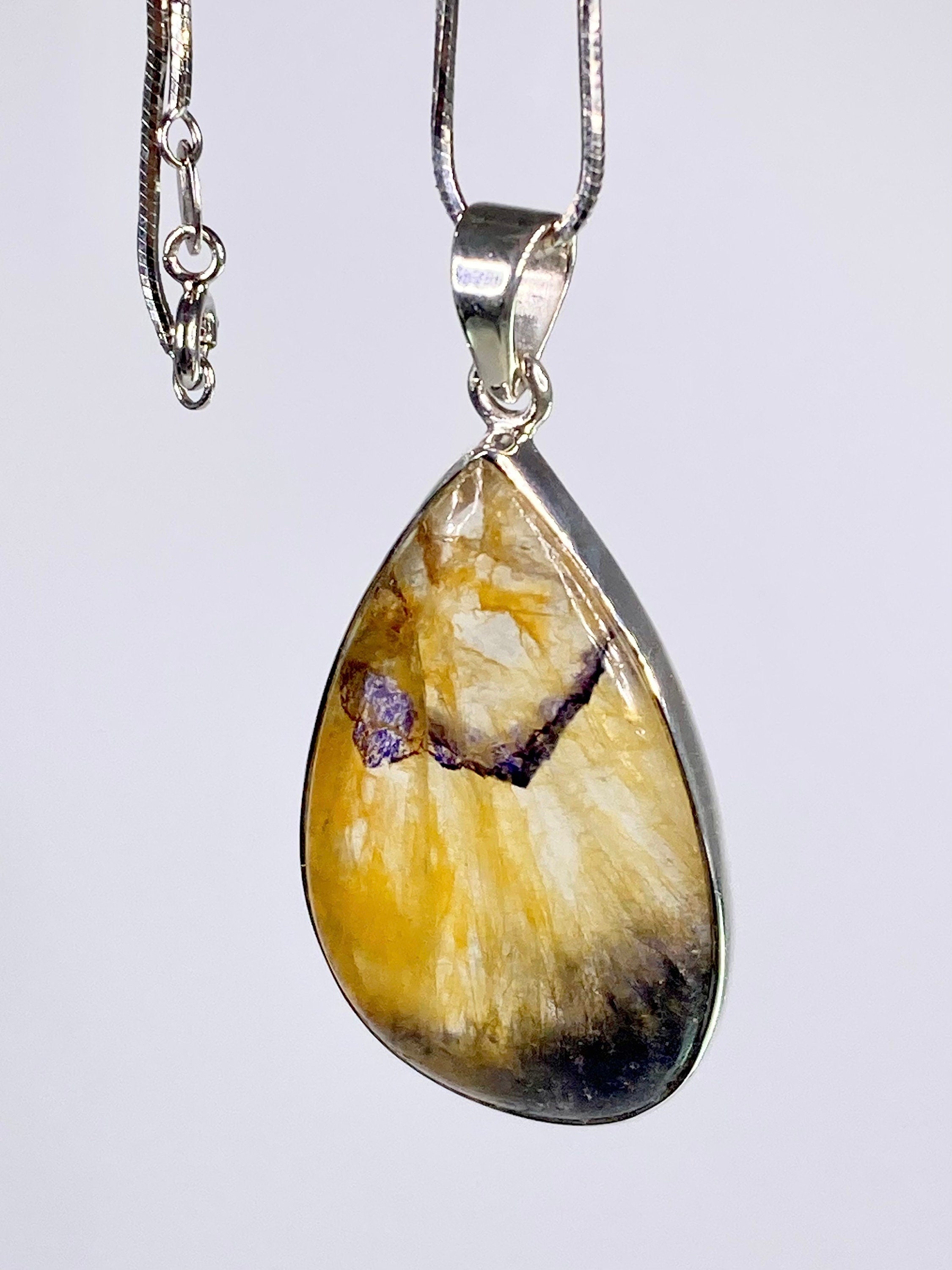 A Rare Blue John and Silver Pendant