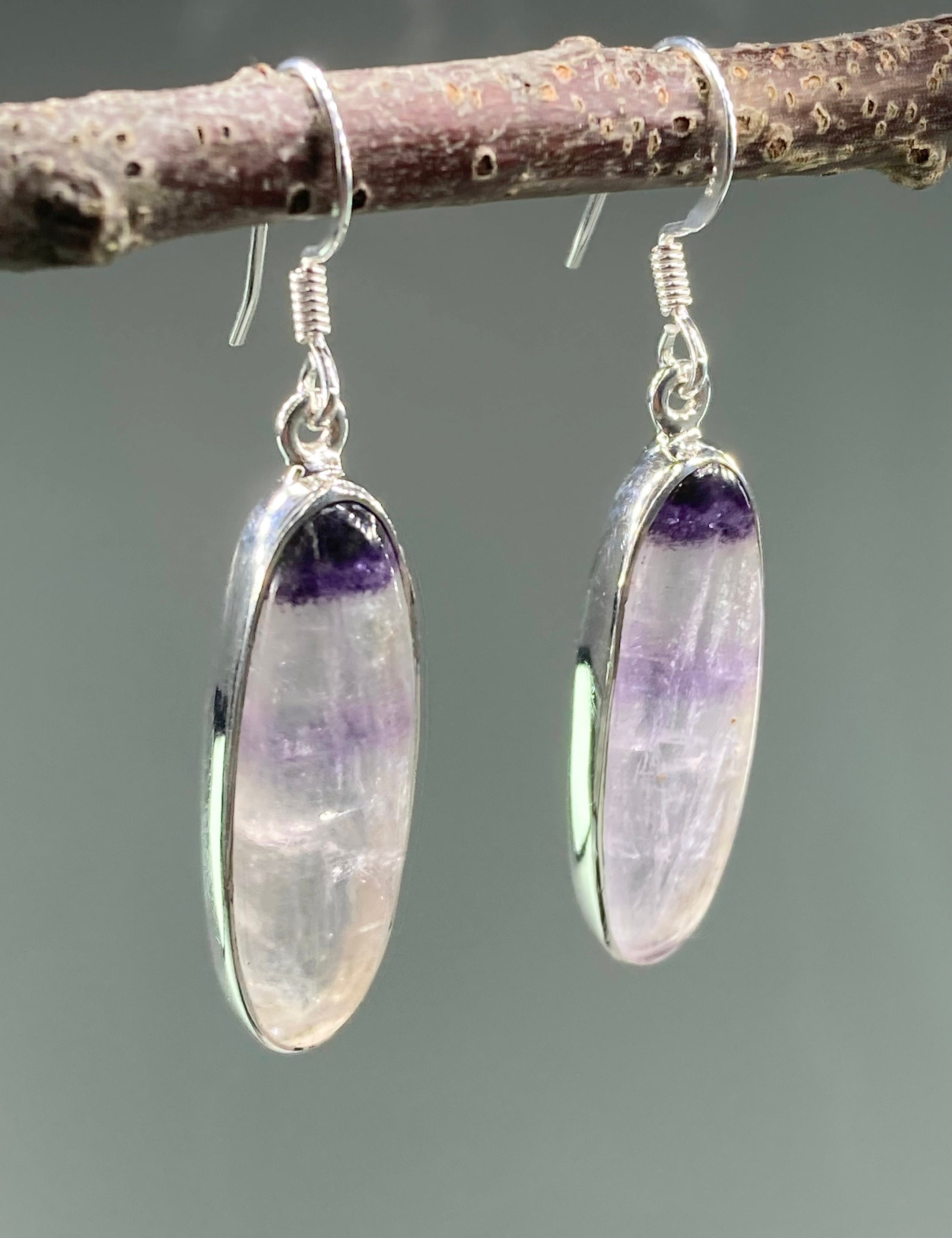 High Quality Blue John and Silver Drop Earrings