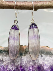 High Quality Blue John and Silver Drop Earrings