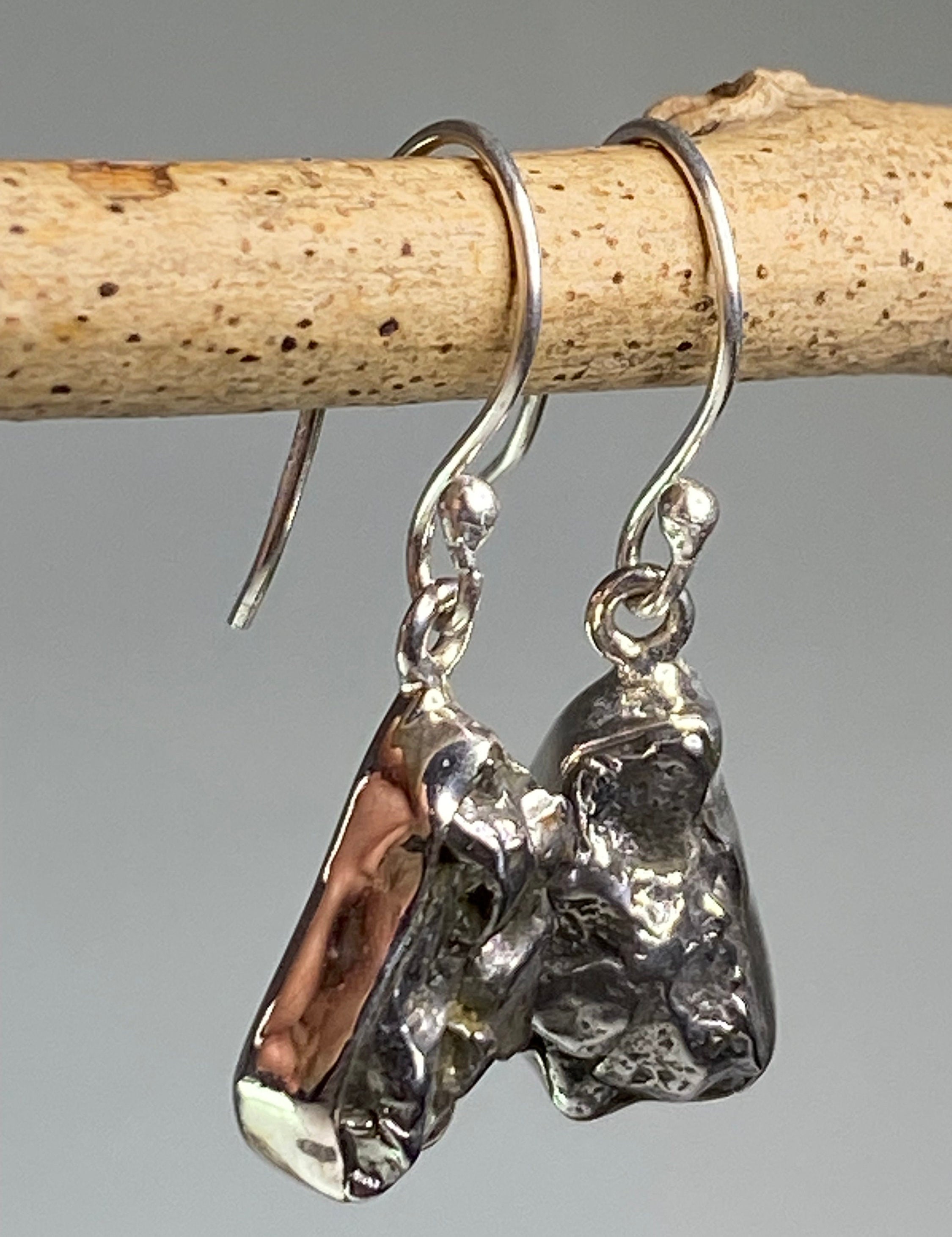 Meteorite Campo Del Cielo and Silver Dangle Earrings