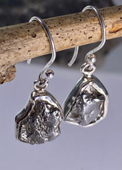 Meteorite Campo Del Cielo and Silver Dangle Earrings