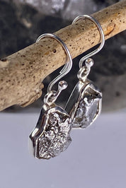 Meteorite Campo Del Cielo and Silver Dangle Earrings