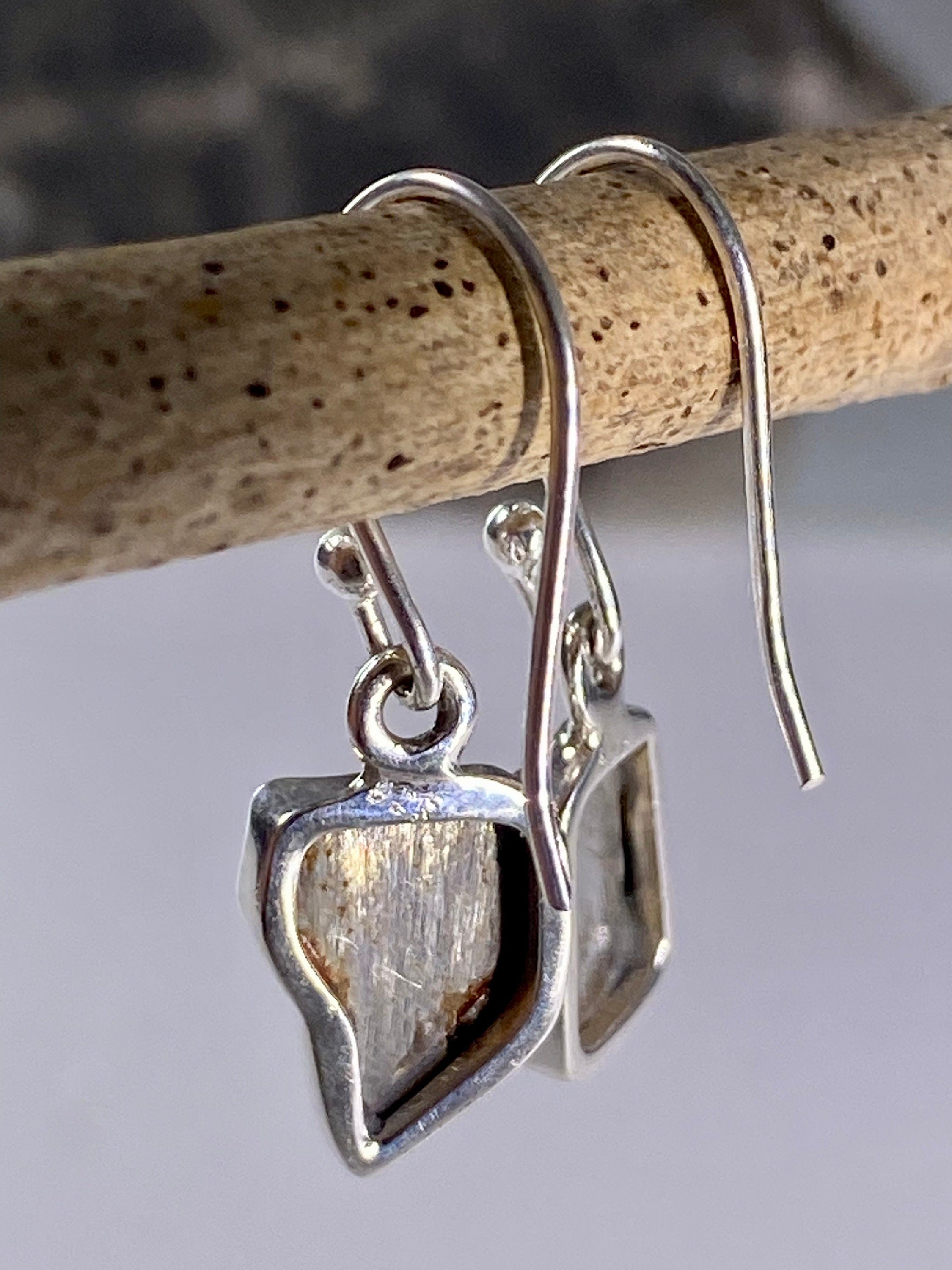 Meteorite Campo Del Cielo and Silver Dangle Earrings