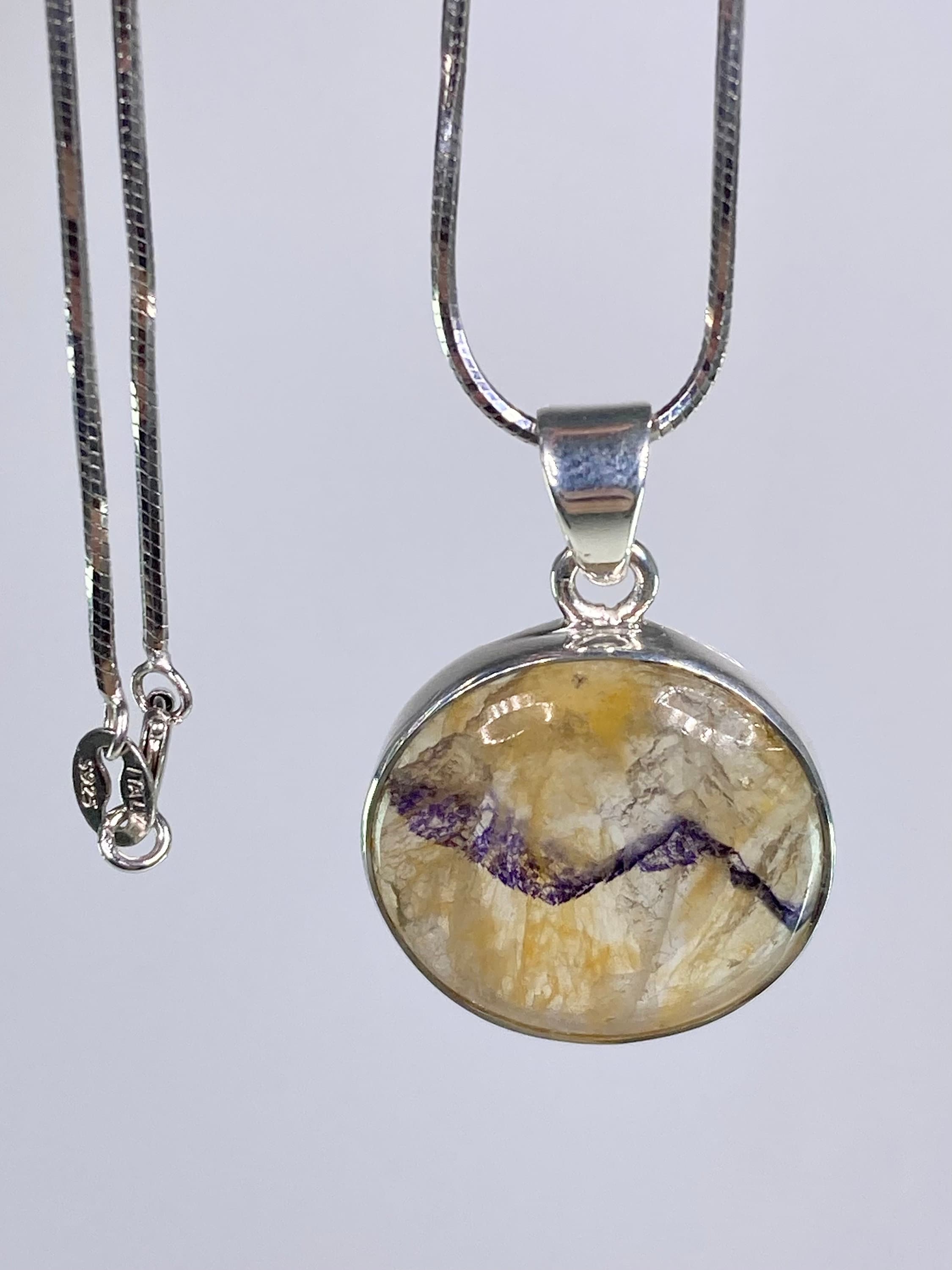 A Rare Blue John and Silver Pendant