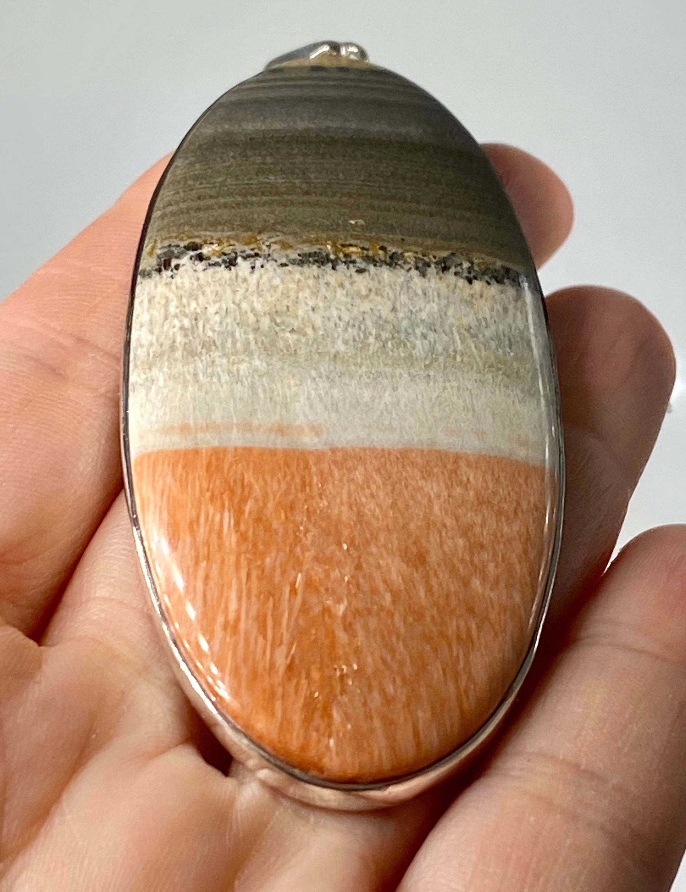 Large Oval British Celestobarite Sterling Silver Pendant