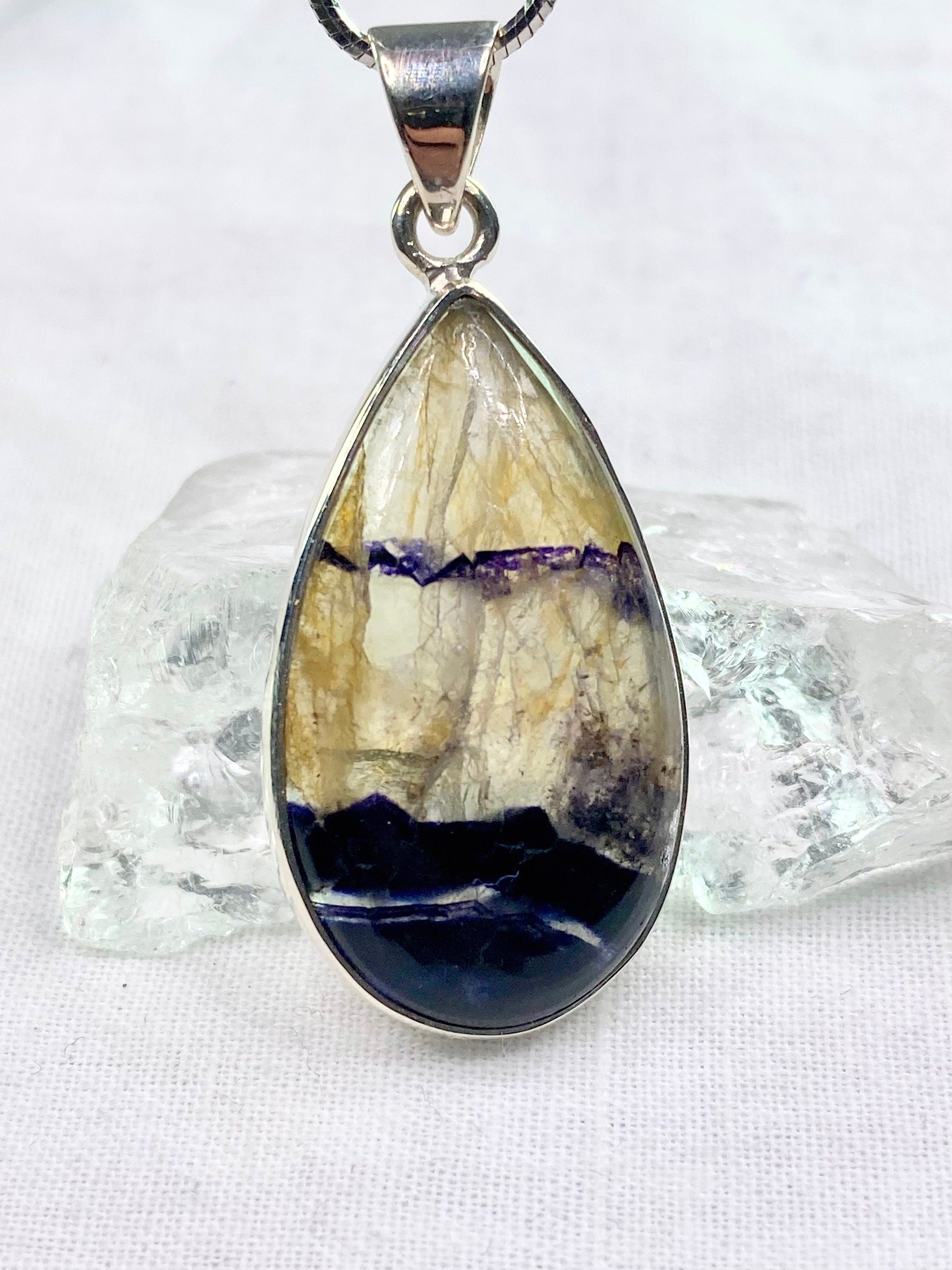 A Rare Blue John and Silver Pendant.