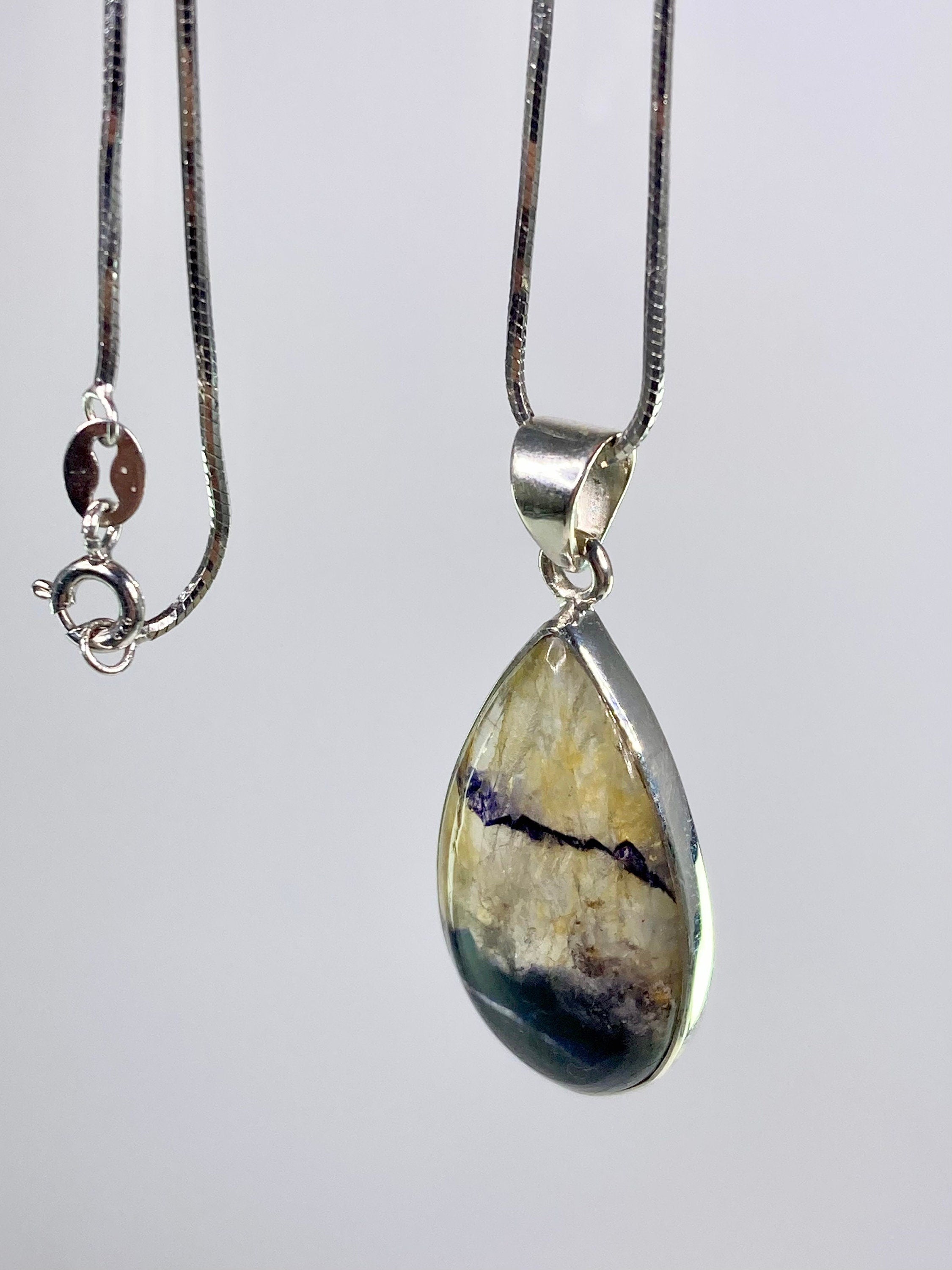 A Rare Blue John and Silver Pendant.