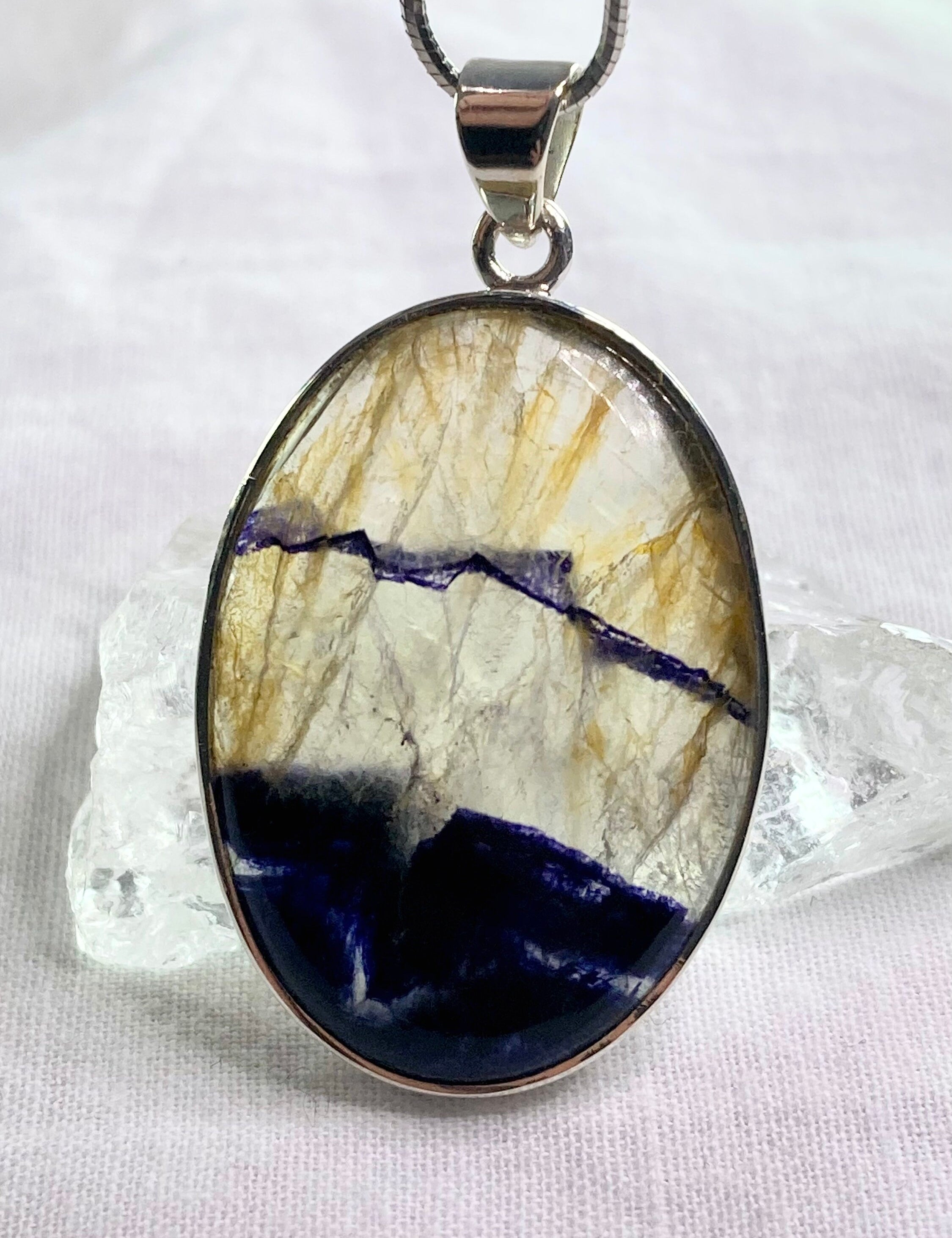 A Rare Blue John and Silver Pendant.