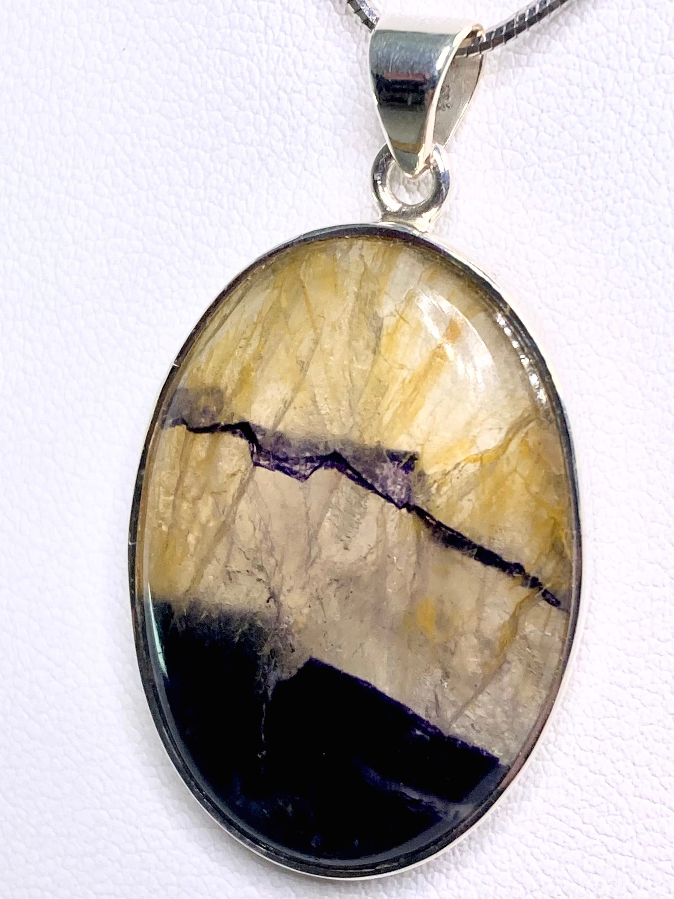 A Rare Blue John and Silver Pendant.