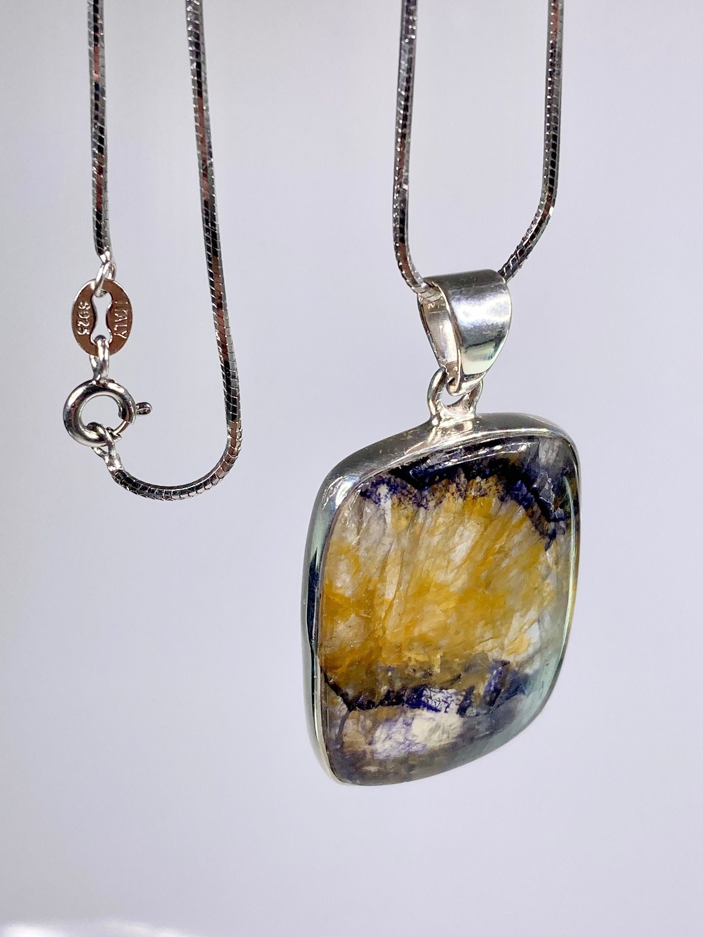 A Rare Blue John and Silver Pendant.