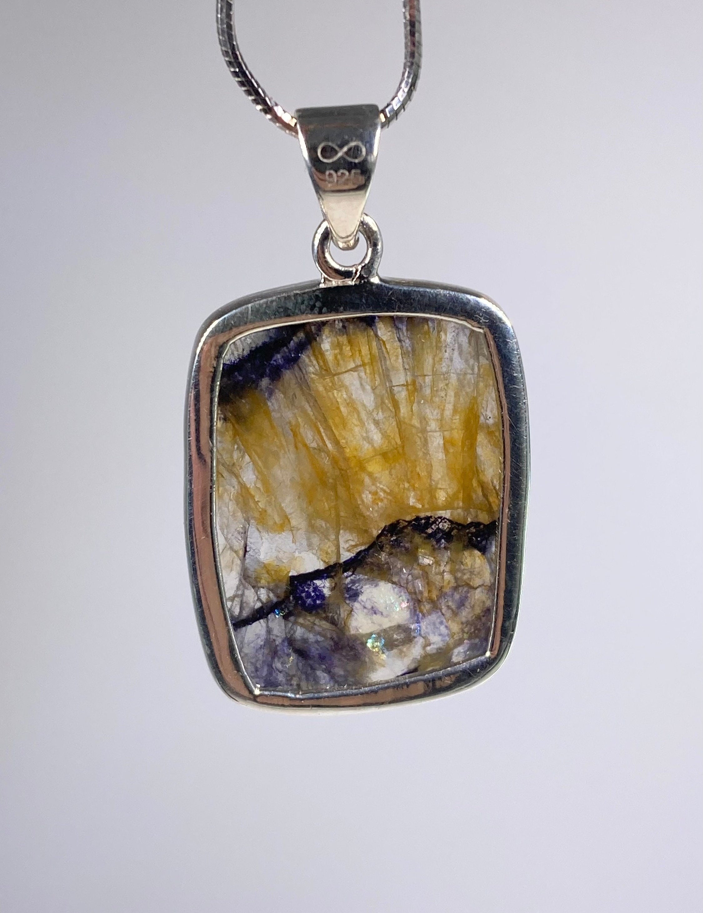 A Rare Blue John and Silver Pendant.