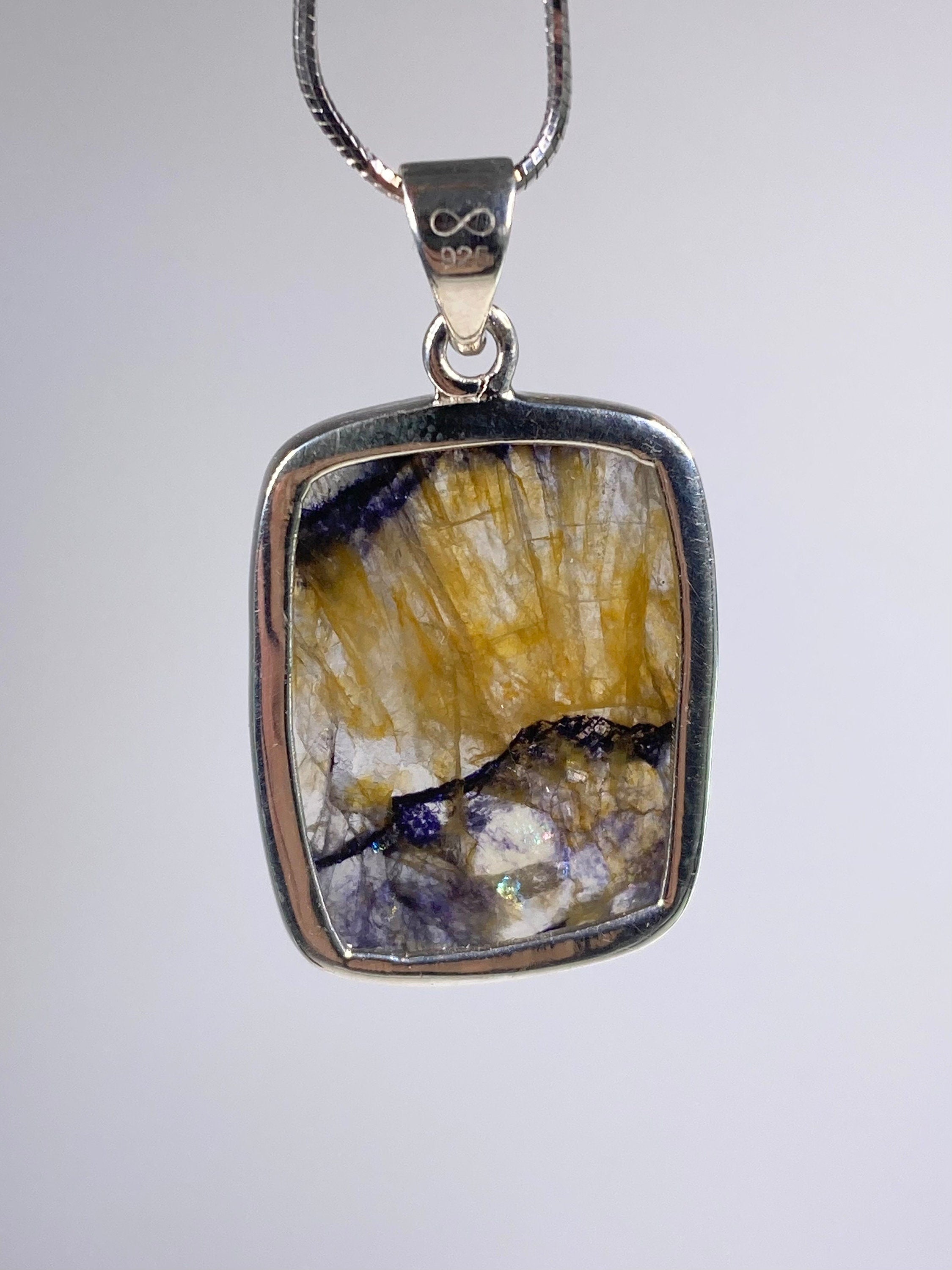 A Rare Blue John and Silver Pendant.