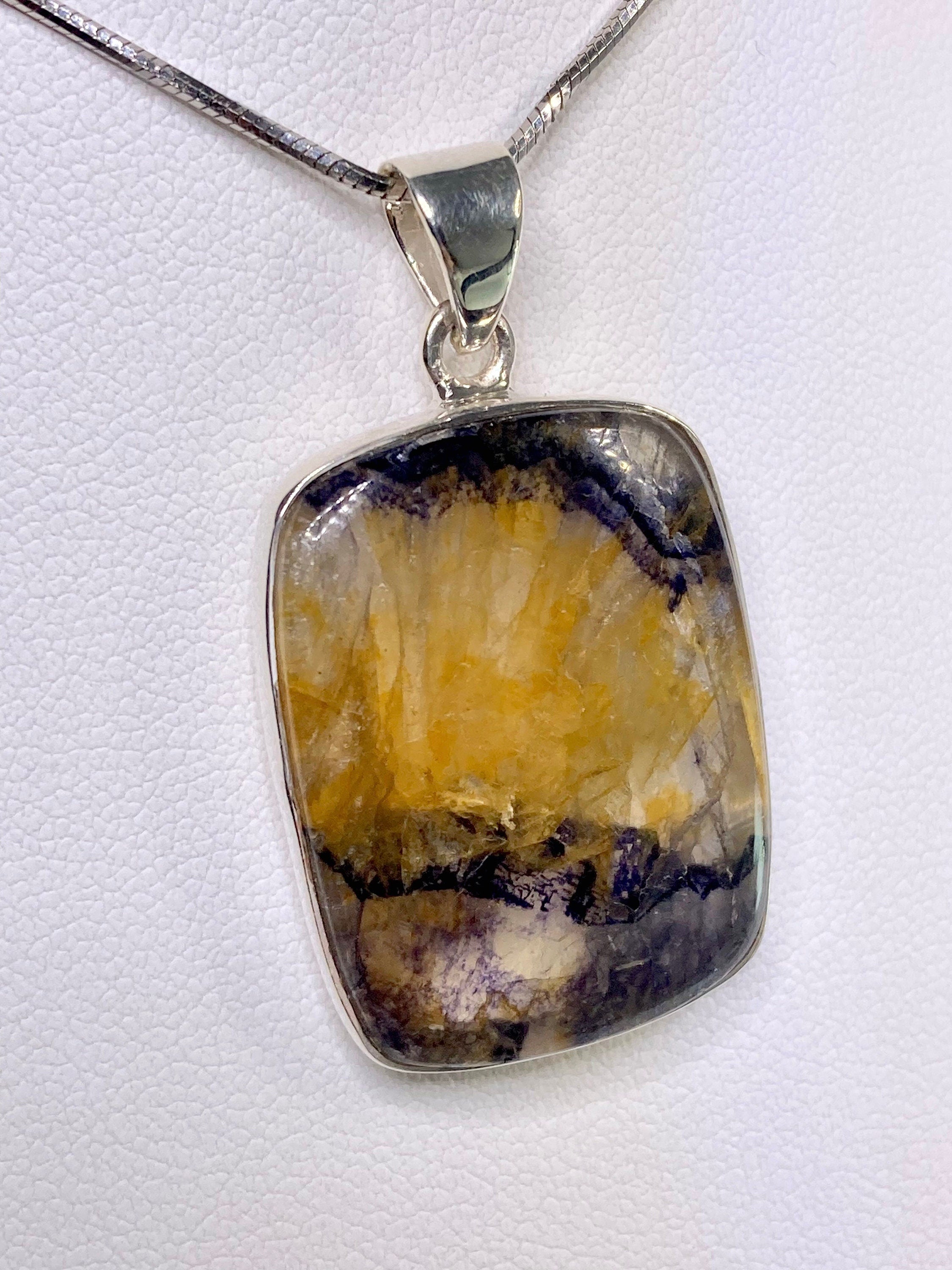 A Rare Blue John and Silver Pendant.