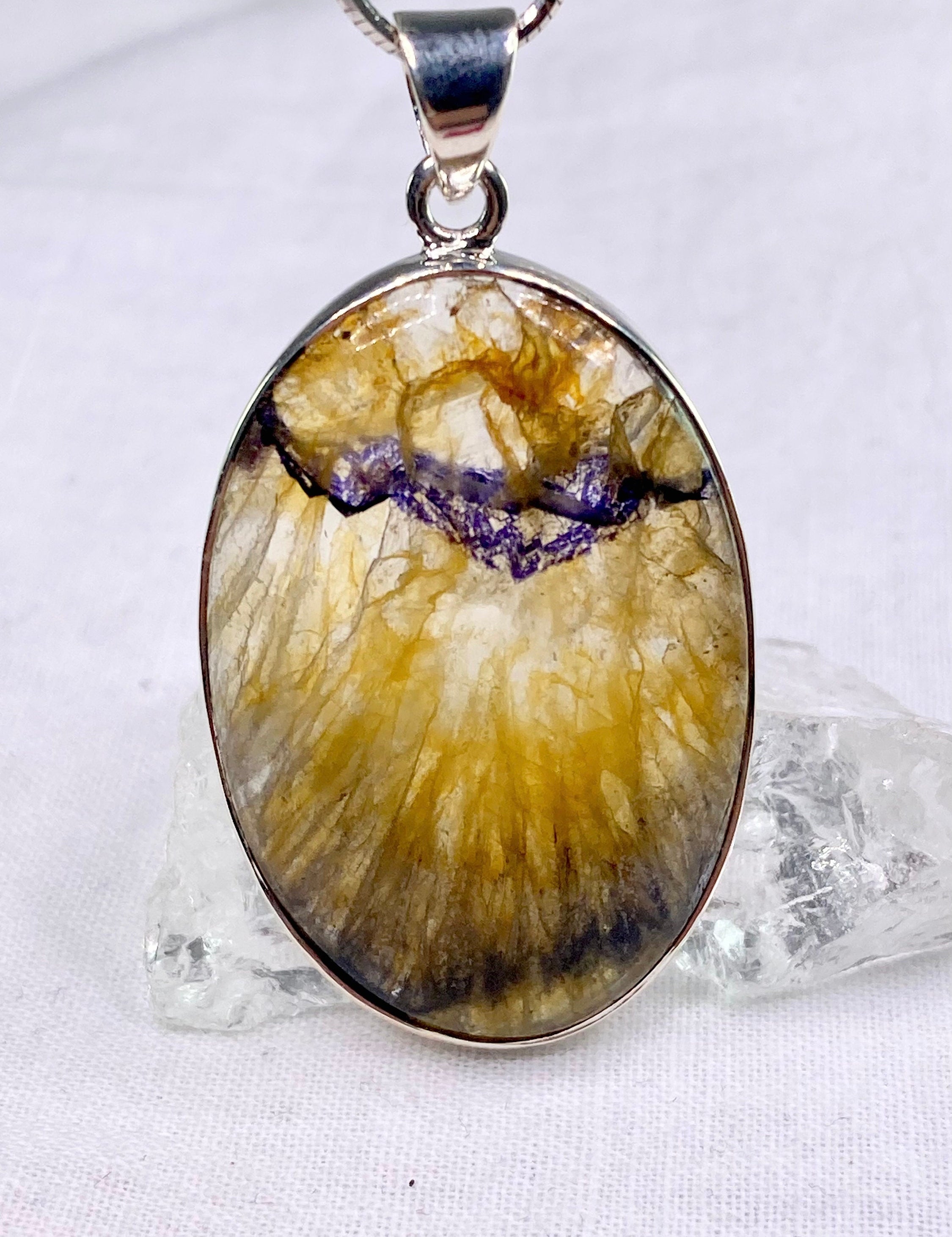 A Rare Blue John and Silver Pendant.