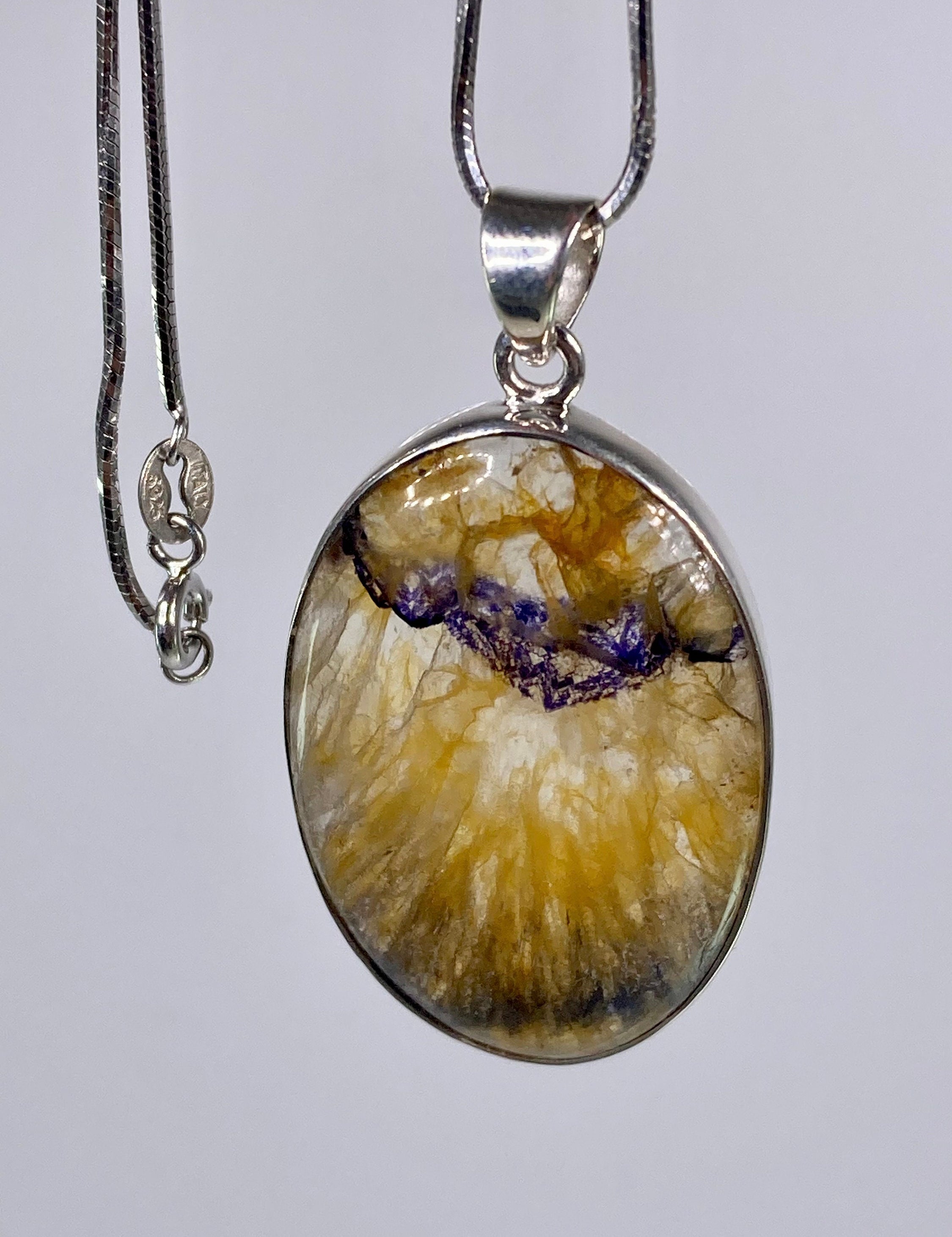 A Rare Blue John and Silver Pendant.