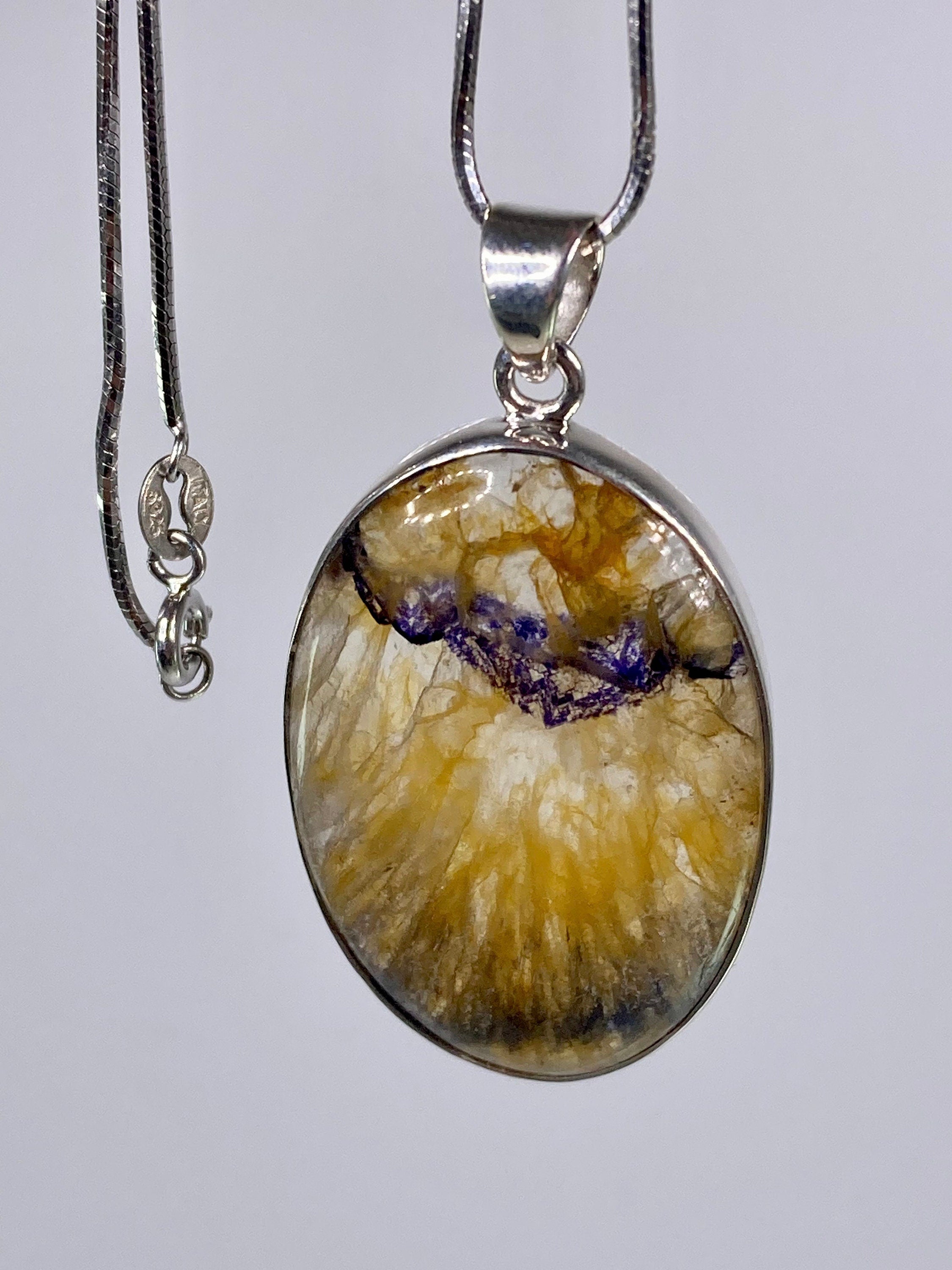 A Rare Blue John and Silver Pendant.