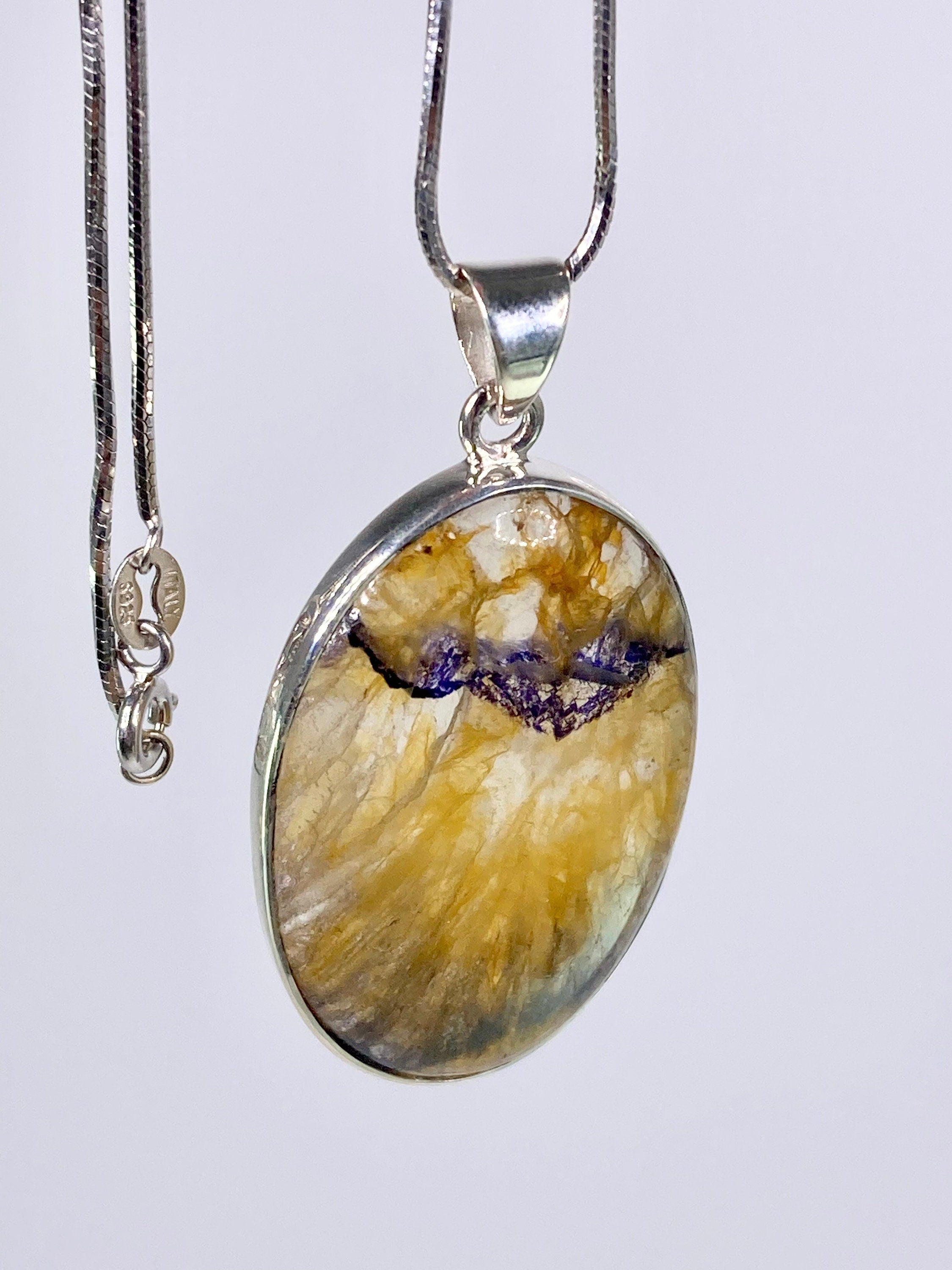 A Rare Blue John and Silver Pendant.