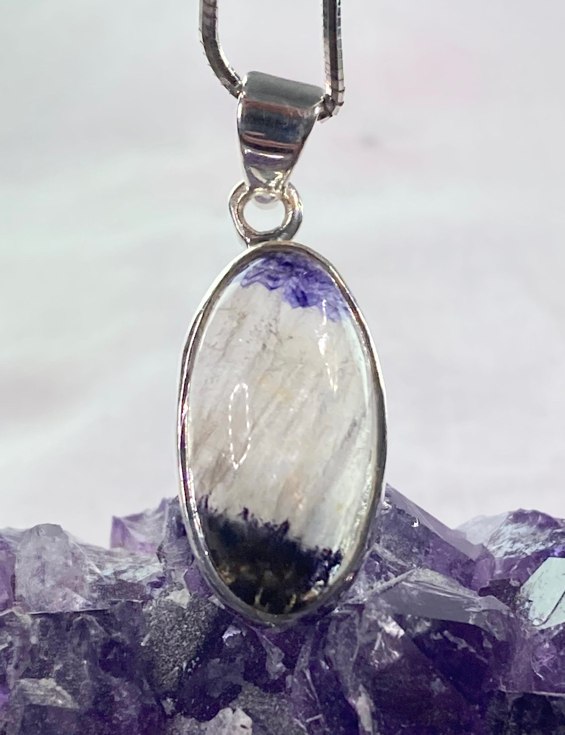 A Rare Blue John and Silver Pendant.