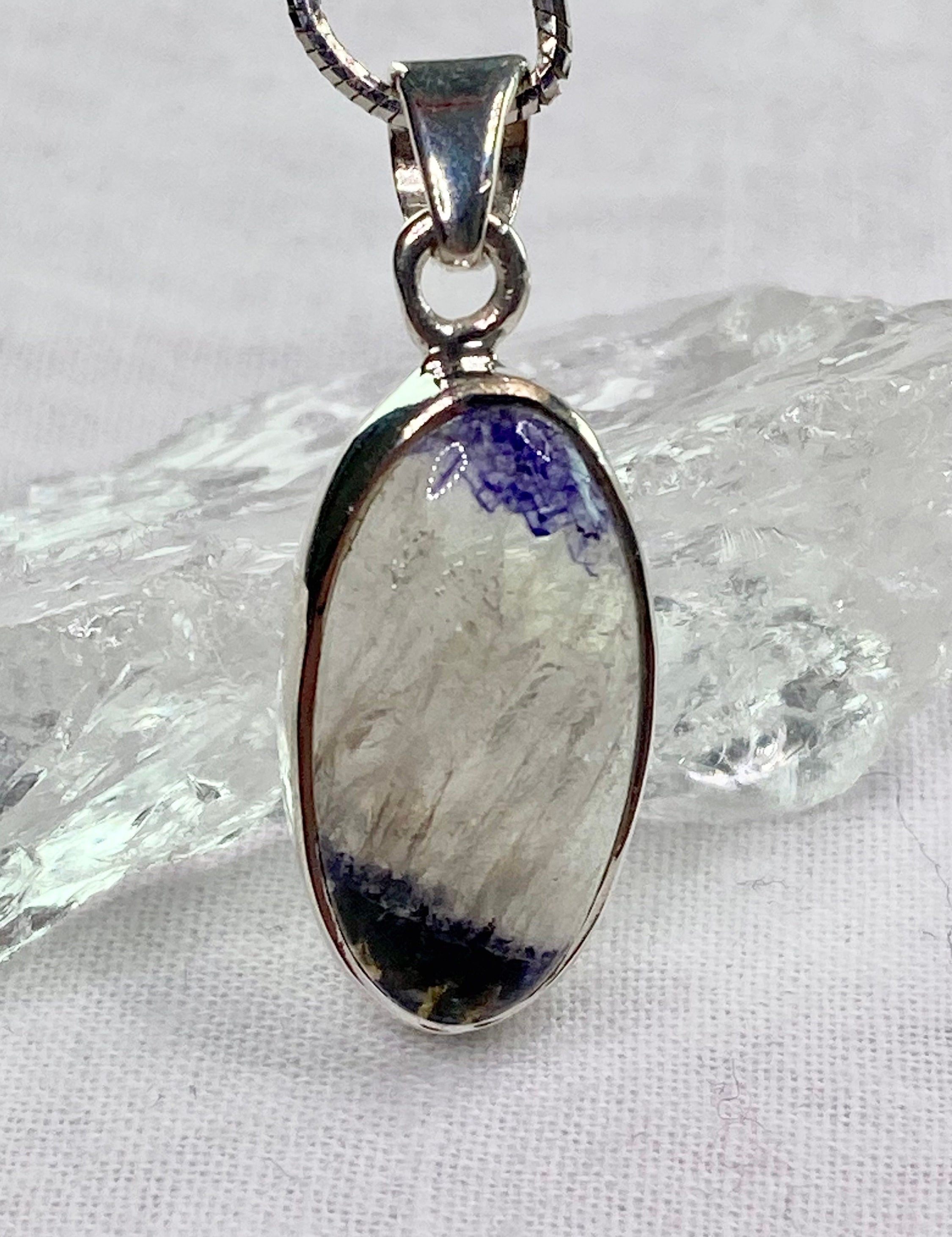 A Rare Blue John and Silver Pendant.