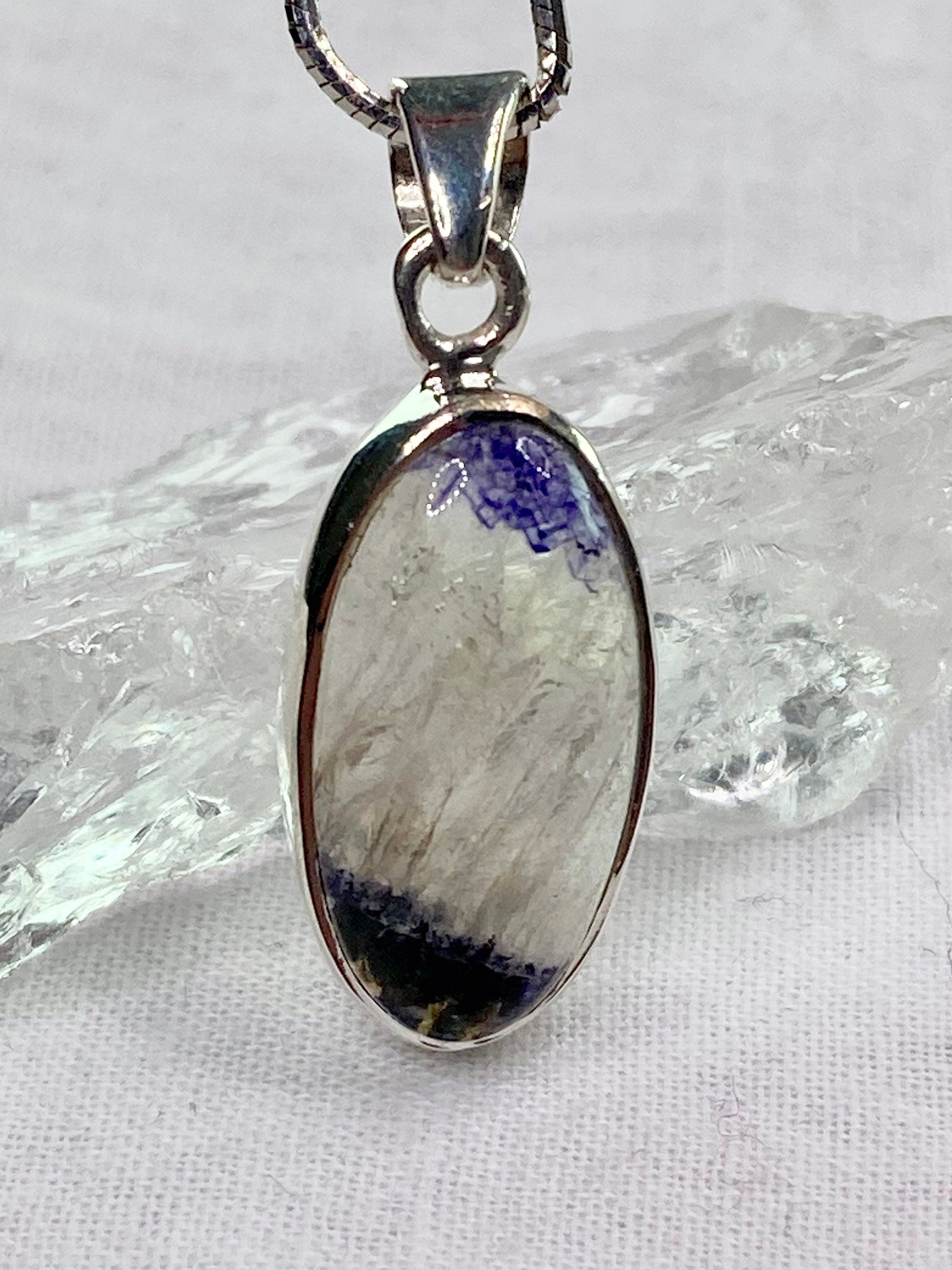 A Rare Blue John and Silver Pendant.