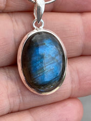 Blue Labradorite and Silver Pendant (M03)