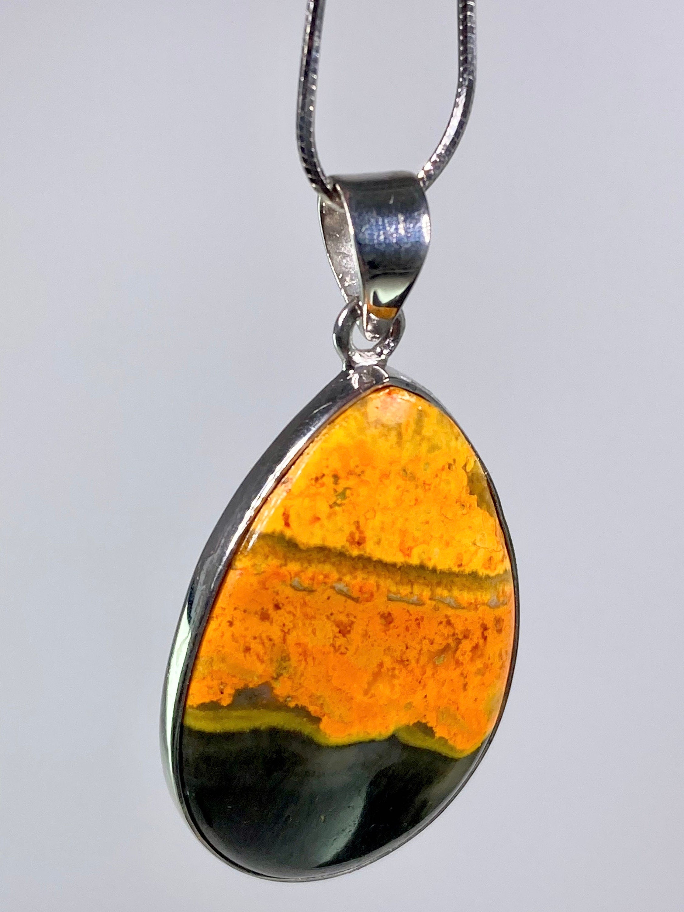 High Quality Bumble Bee Jasper and Silver Pendant.