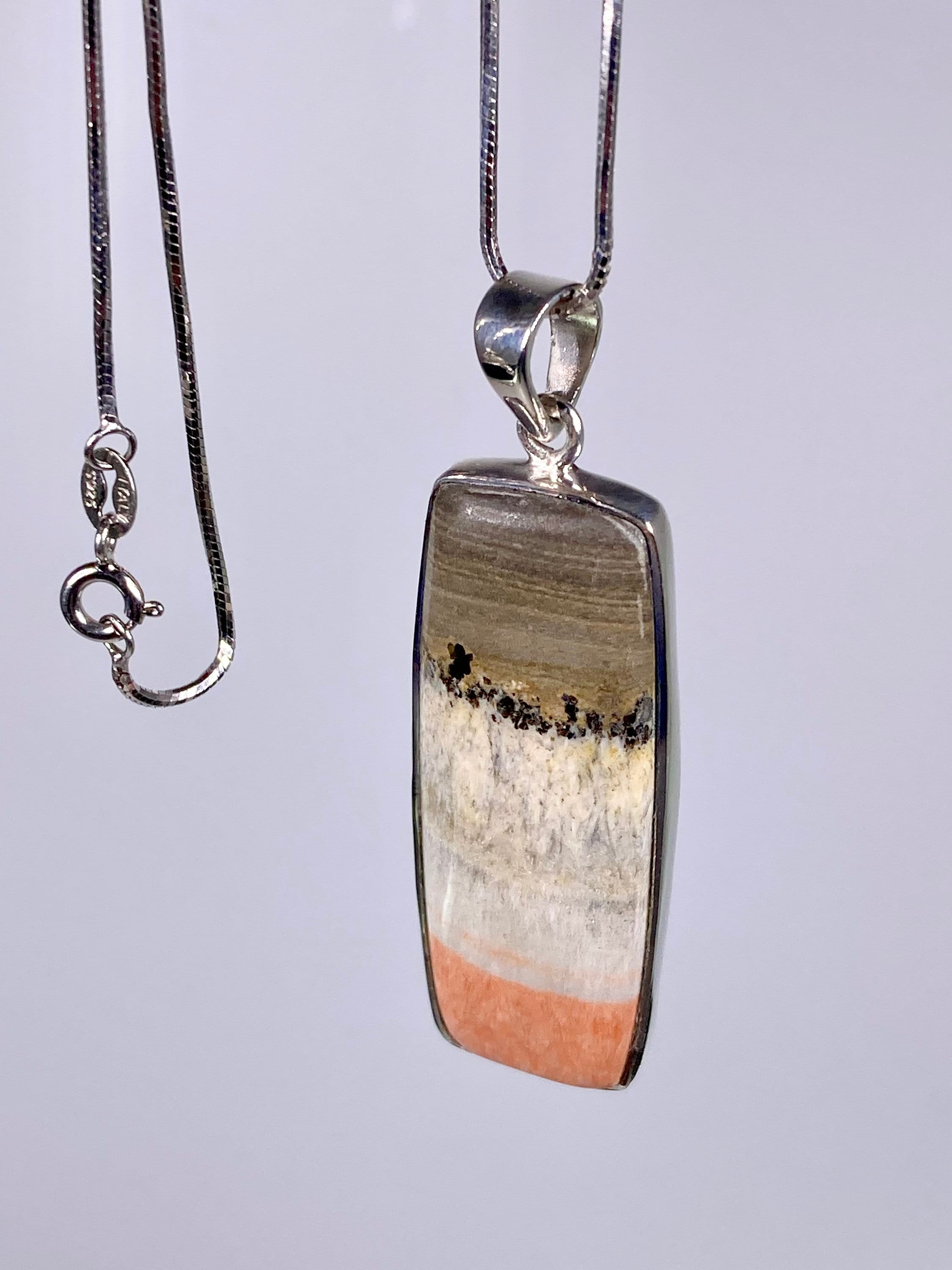 British Celestobarite and Silver Pendant