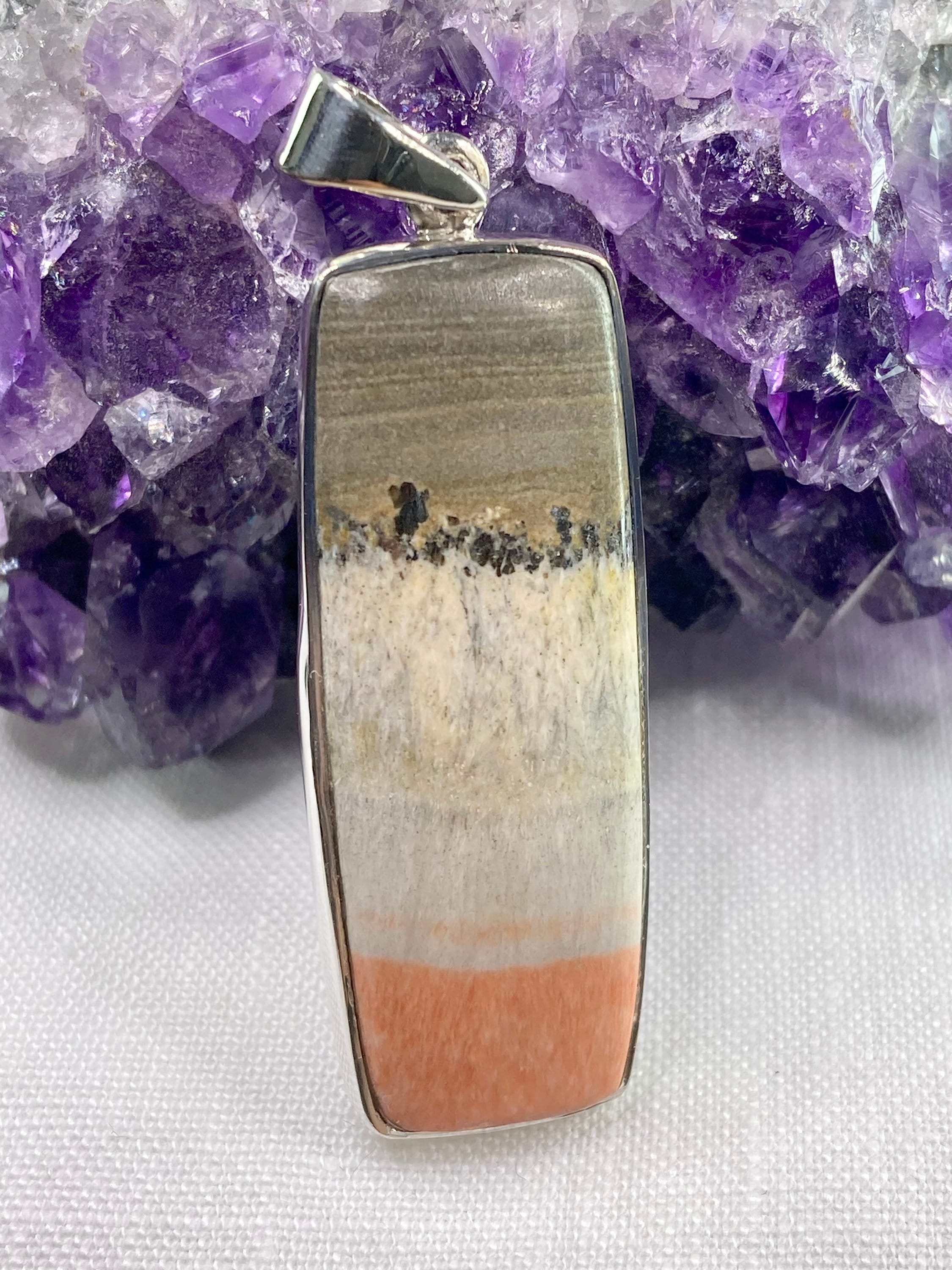 British Celestobarite and Silver Pendant