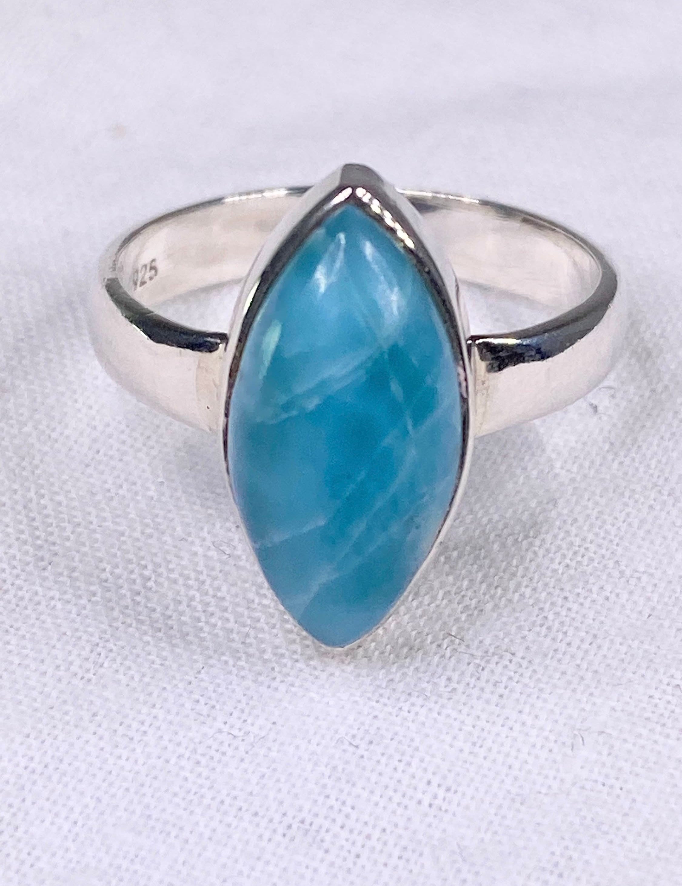 Dainty Larimar and Silver Ring