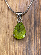 Natural Peridot and Silver Teardrop Pendant.