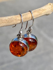 Amber Sterling Silver Drop Earrings