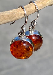 Amber Sterling Silver Drop Earrings