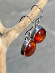 Amber Sterling Silver Drop Earrings