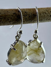 Gold Rutilated Quartz and Silver Earrings