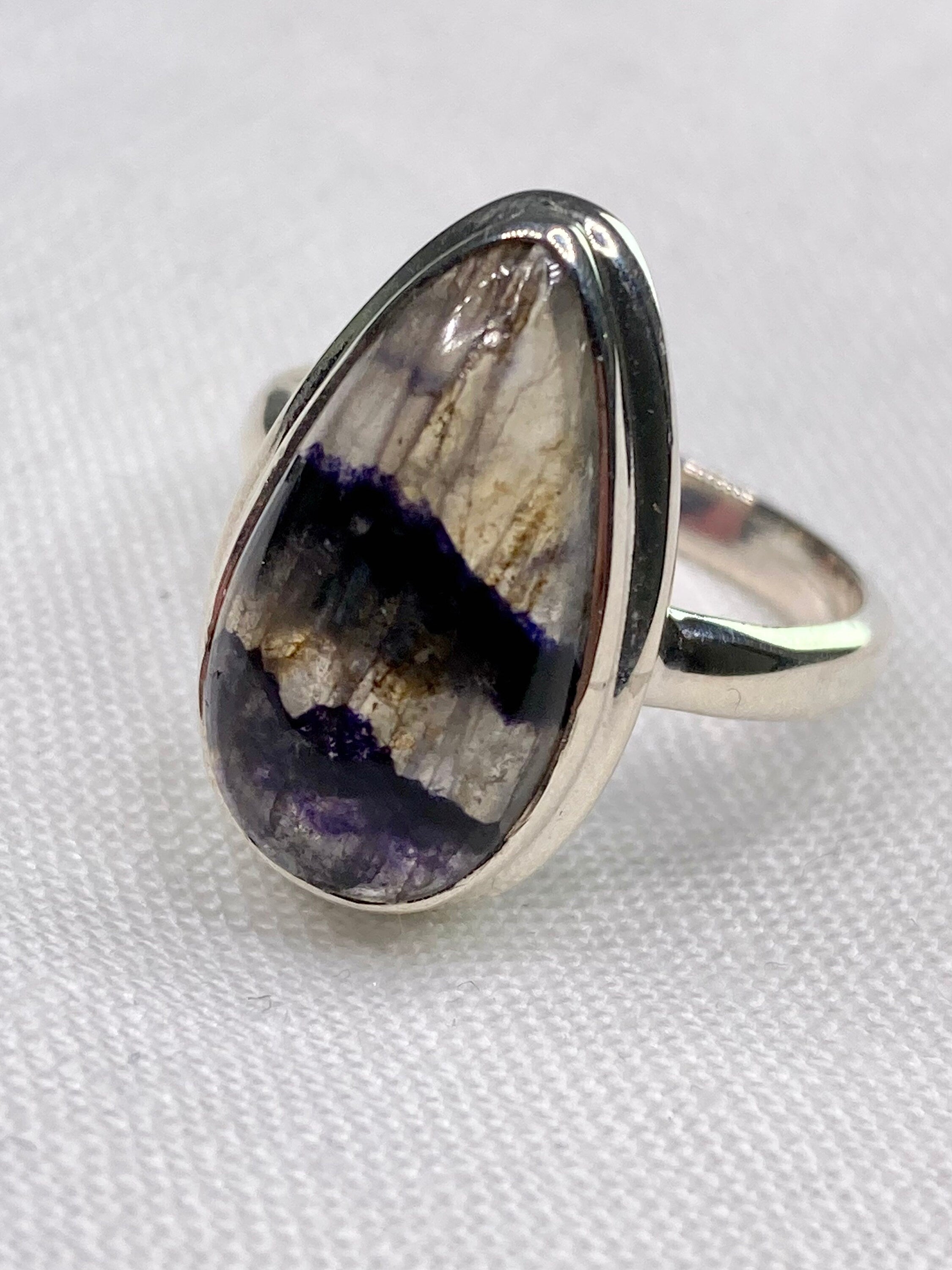 An Extremely Rare Blue John and Silver Ring