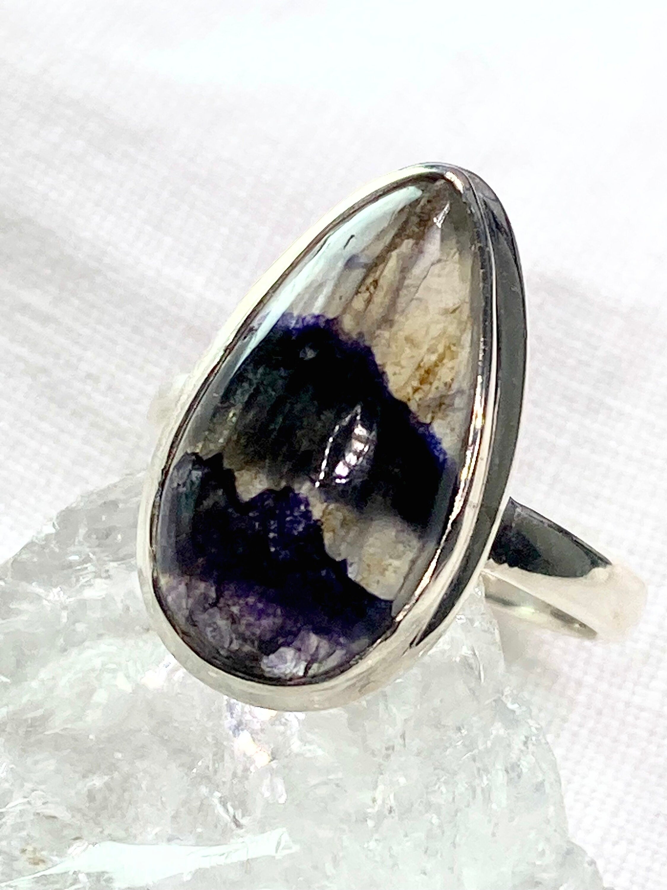 An Extremely Rare Blue John and Silver Ring